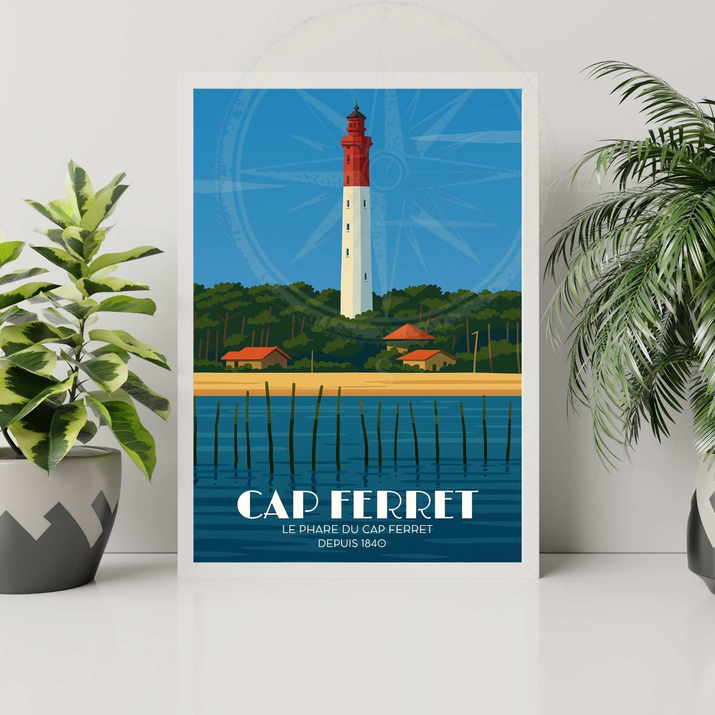 Affiche Cap Ferret |Phare de Cap Ferret | Affiche de voyage France