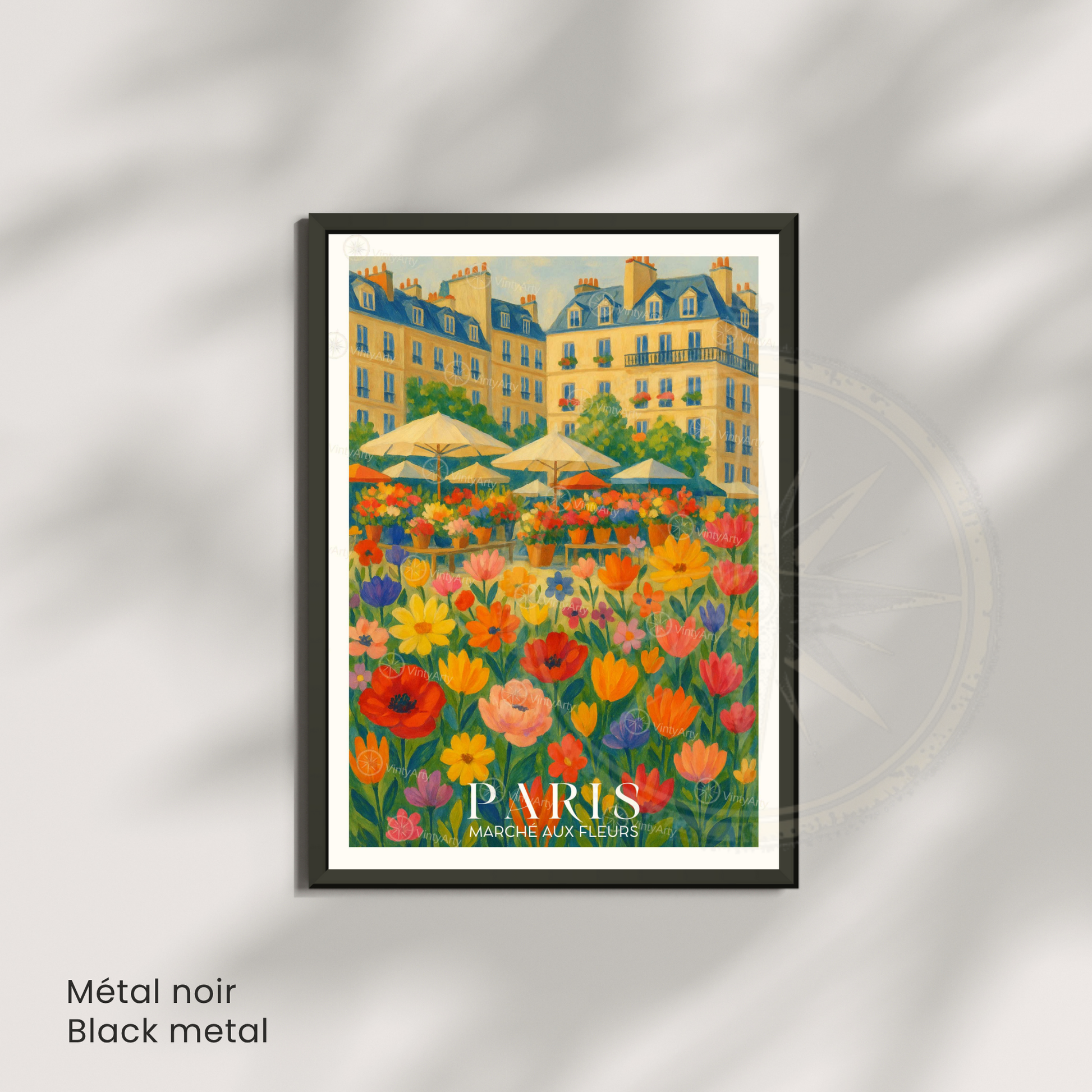 Affiche Paris | Poster décoratif France | Affiche Marché aux fleurs