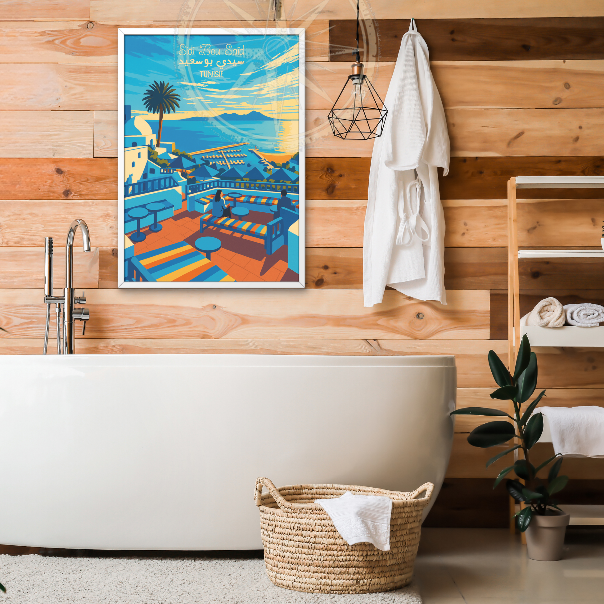 Affiche Sidi Bou Saïd | Impression de voyage Tunisie | Affiche Tunisie
