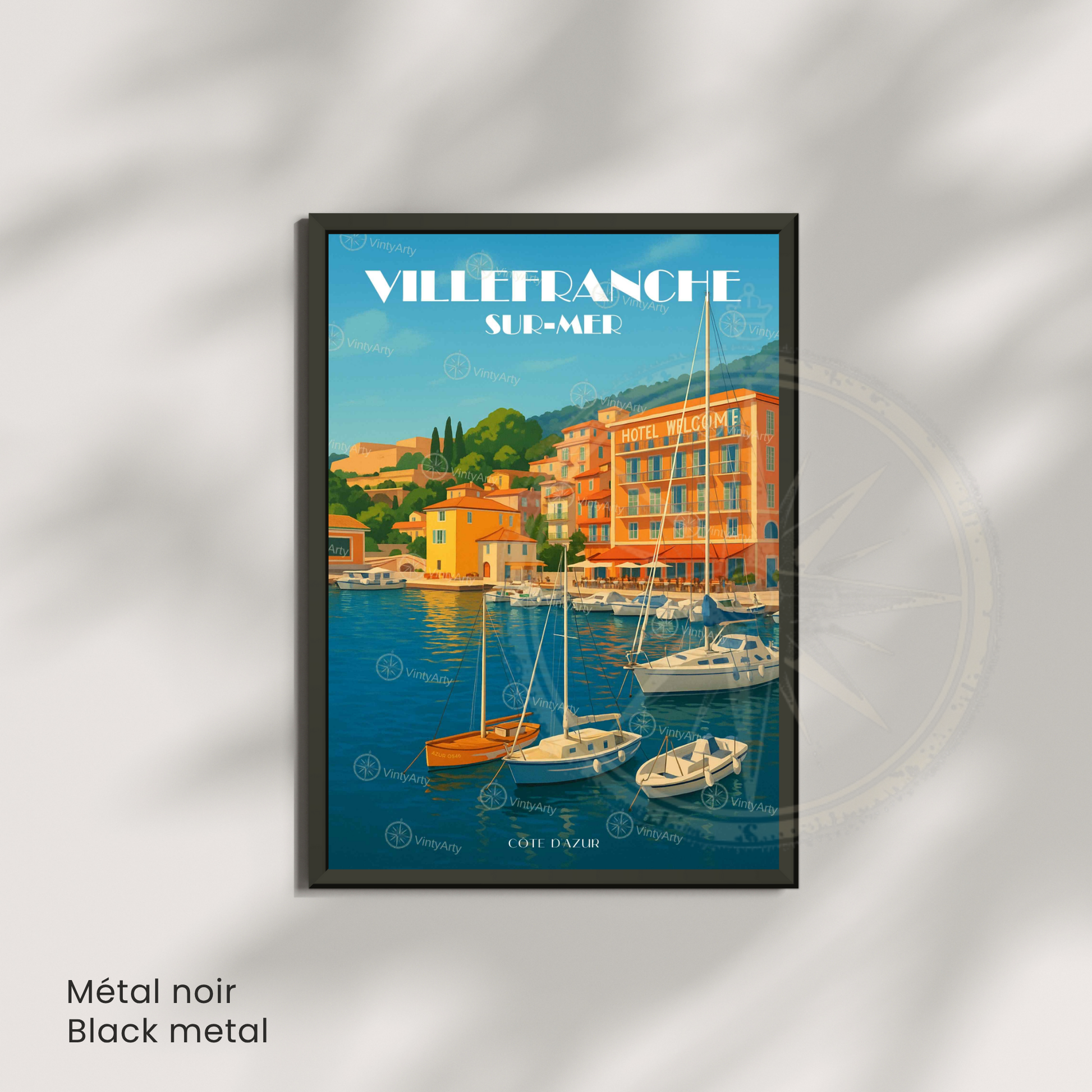 Affiche Villefranche-sur-Mer | Décoration de voyage France | Affiche Côte d'Azur