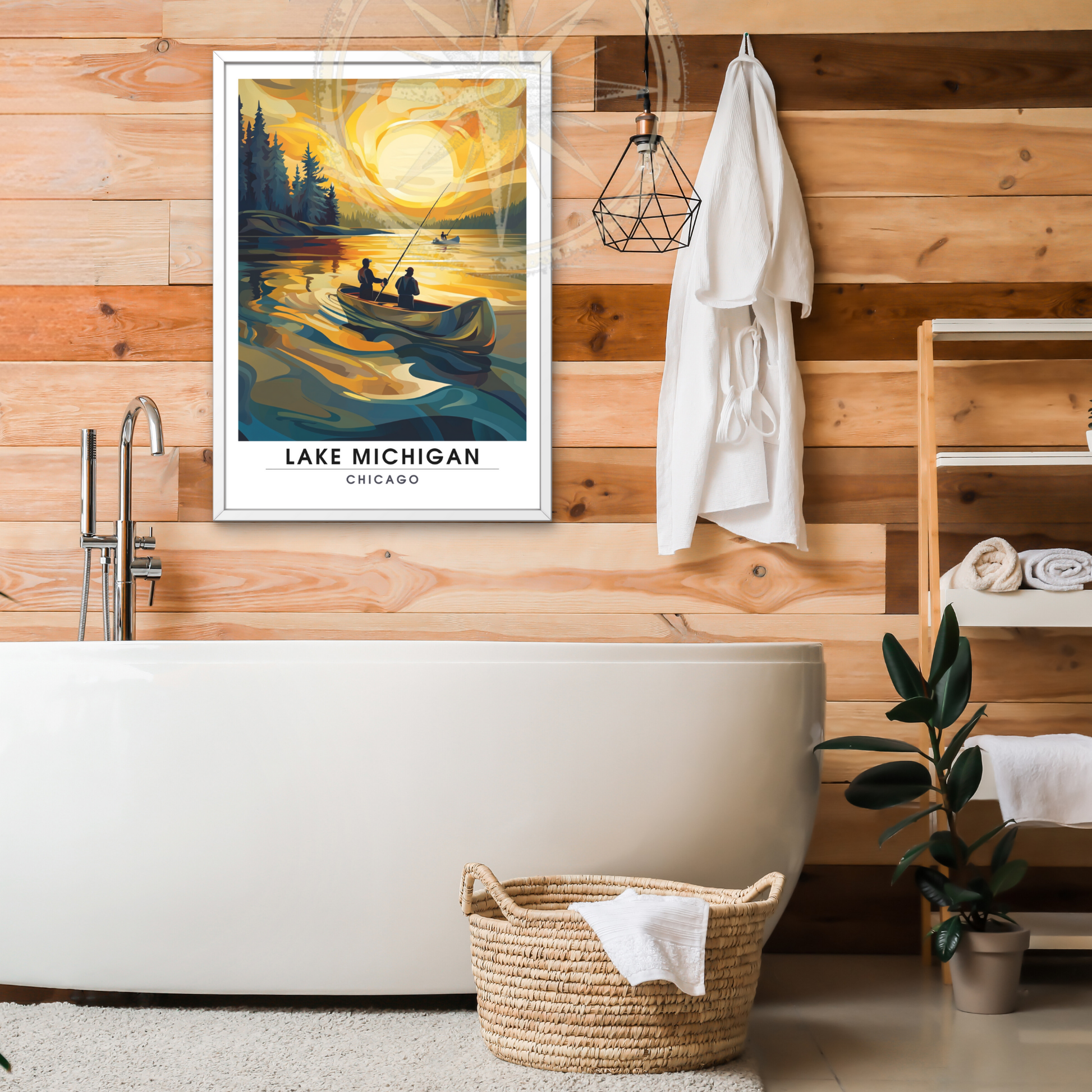 Affiche Lac Michigan Chicago | Impression de voyage États-Unis | Affiche Lac