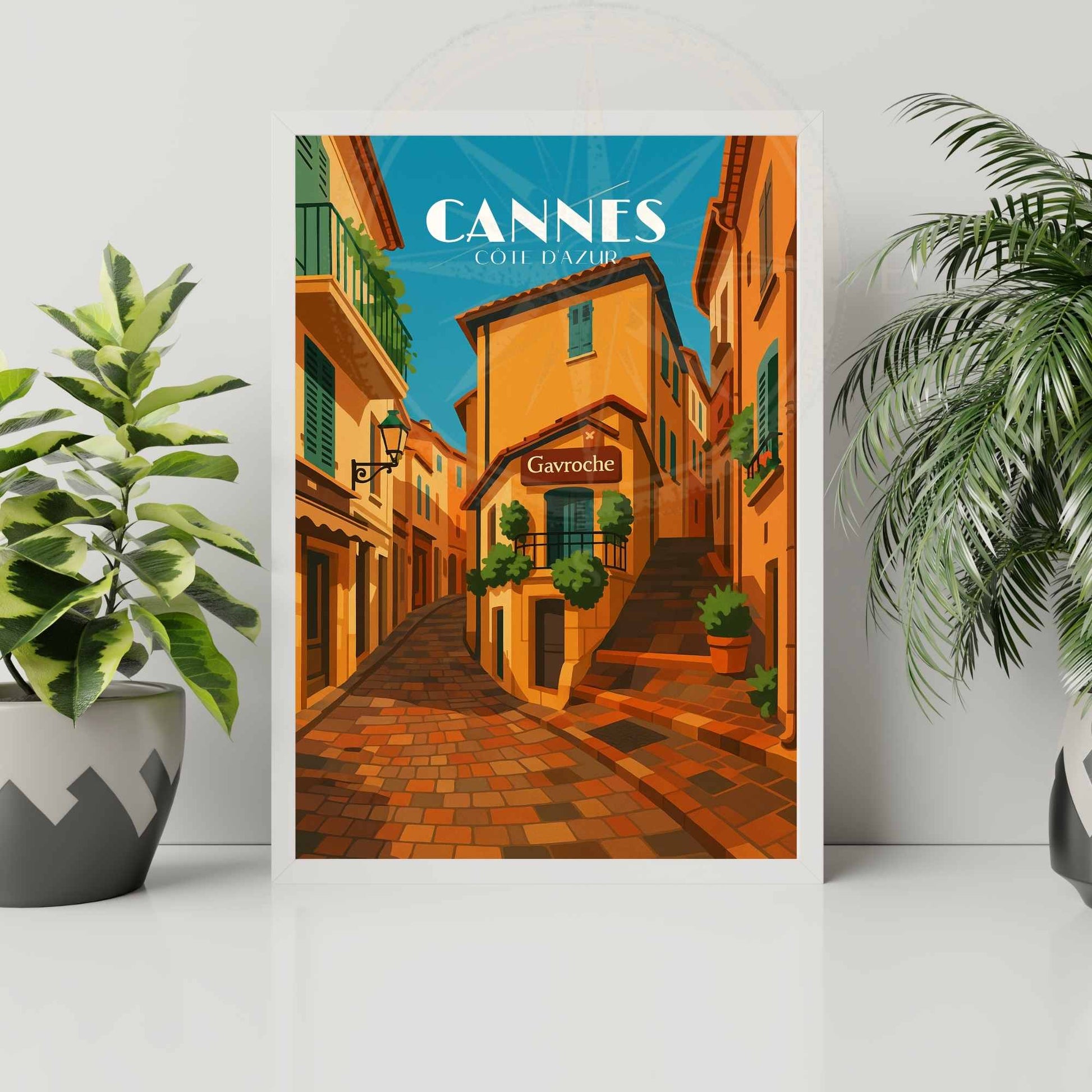 Affiche Cannes | Impression de voyage Cannes | Affiche France  | Le Le Suquet