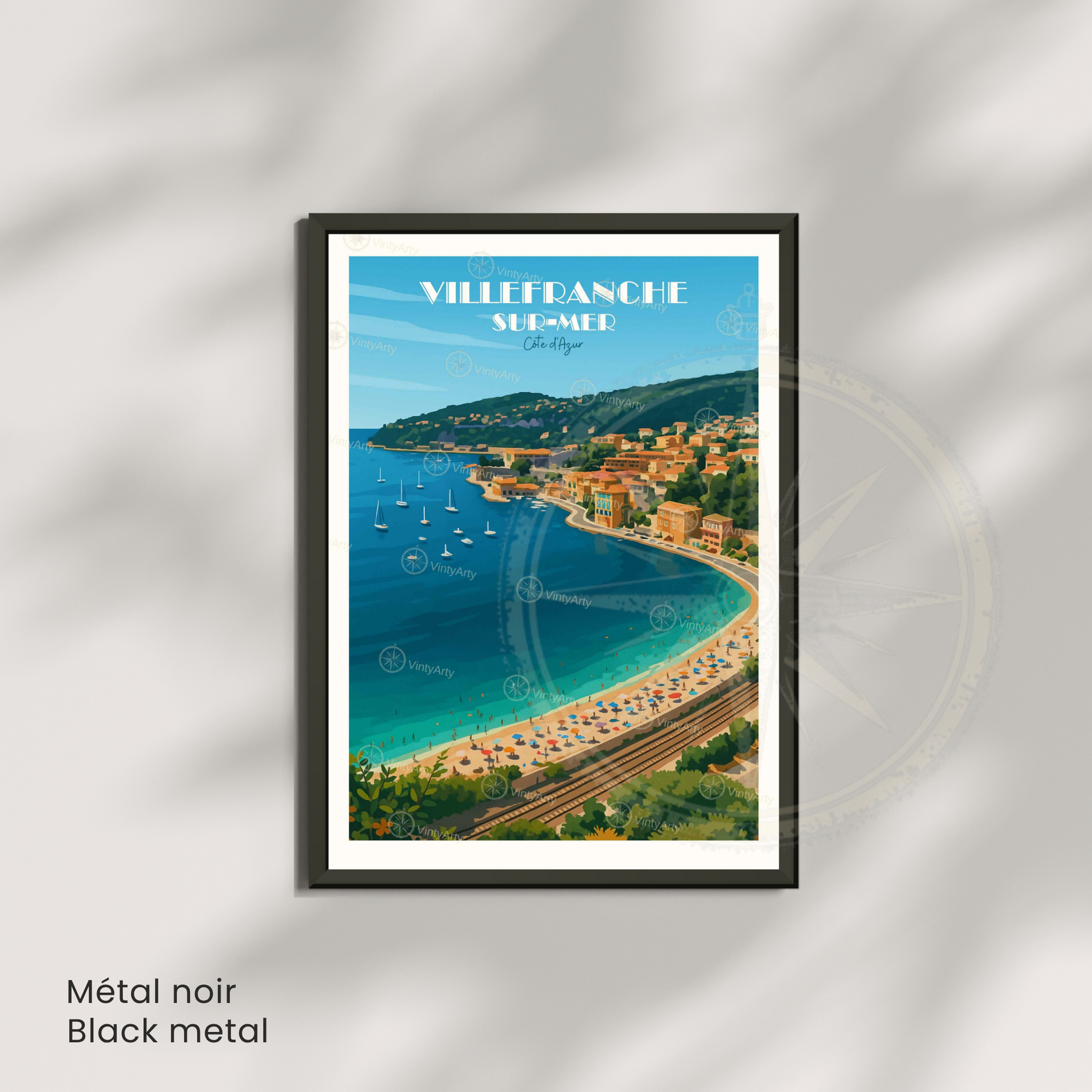 Affiche Villefranche-sur-Mer | Poster décoratif France | Affiche Côte d'Azur