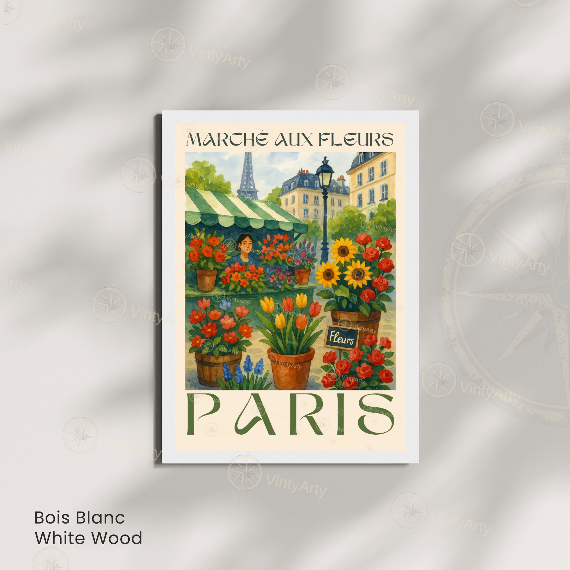 Affiche Paris | Décoration de voyage France | Affiche Marché aux fleurs