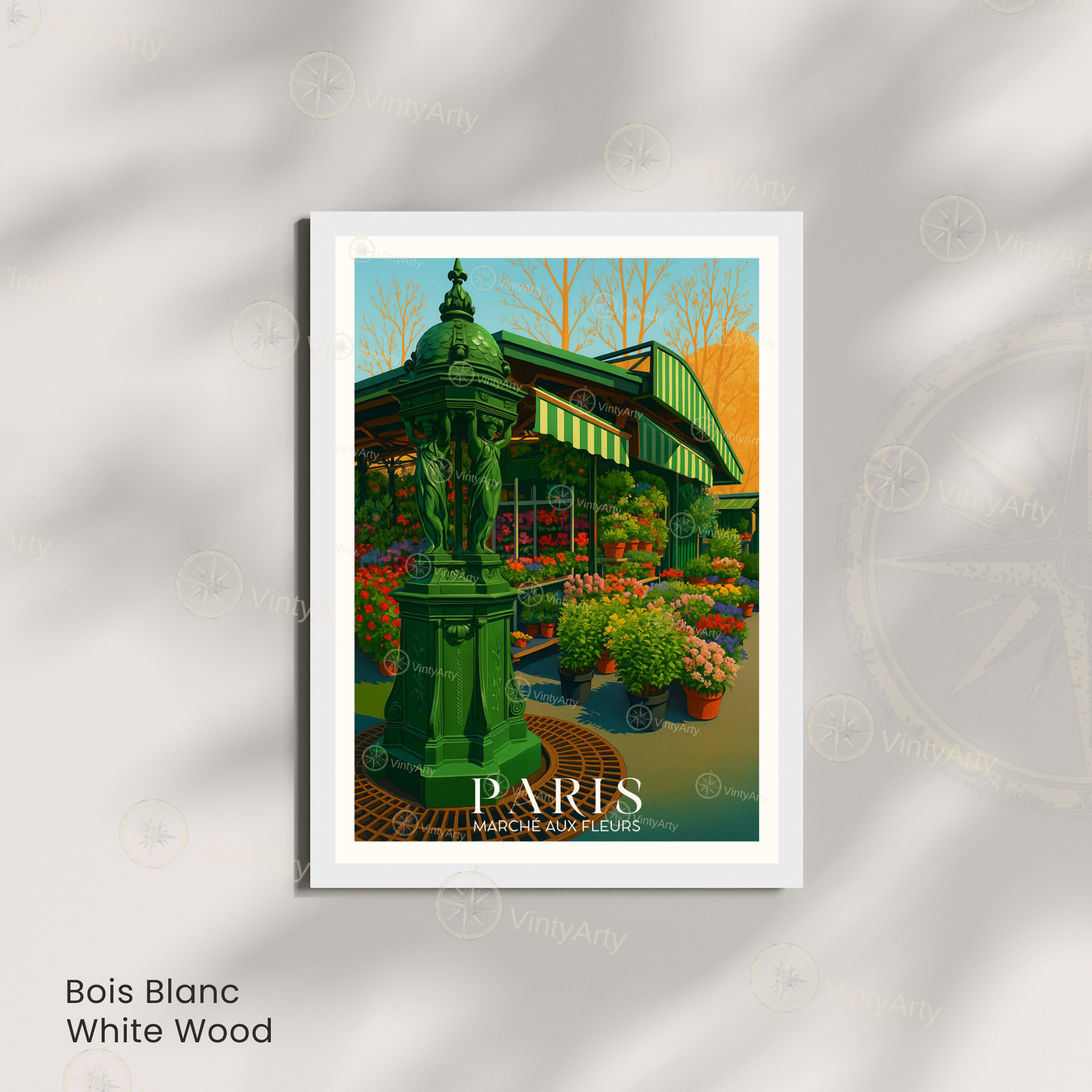 Affiche Paris | Poster de voyage France | Affiche Marché aux fleurs