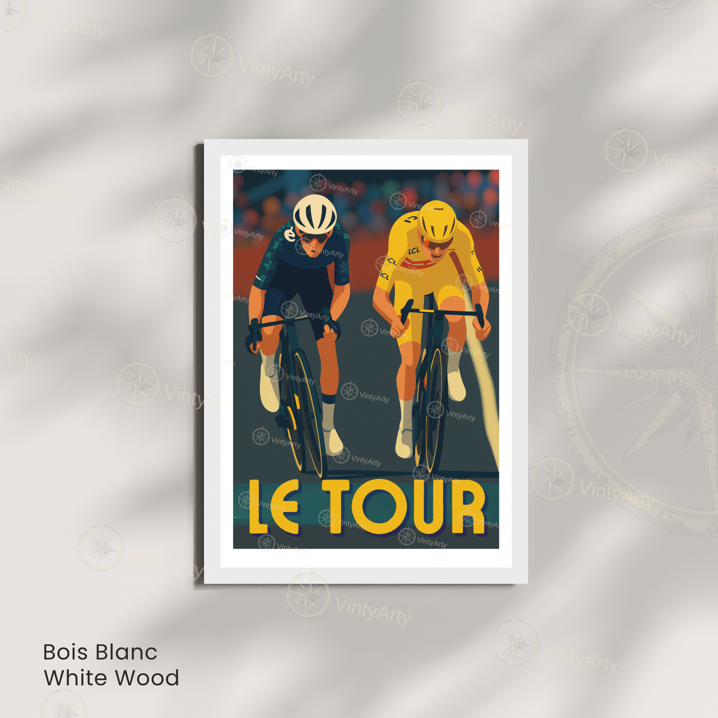 Affiche Le Tour – Poster cyclisme sprint final – Illustration maillot jaune Tour de France vintage