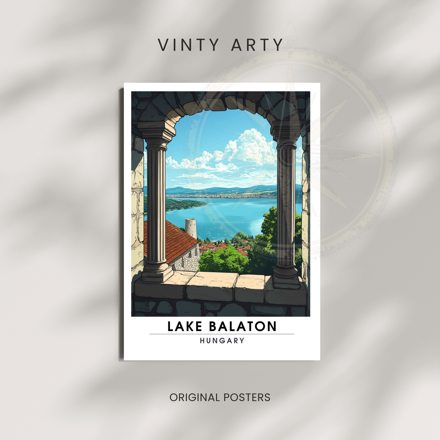 Affiche lac Balaton | Poster de voyage Hongrie | Affiche Lac