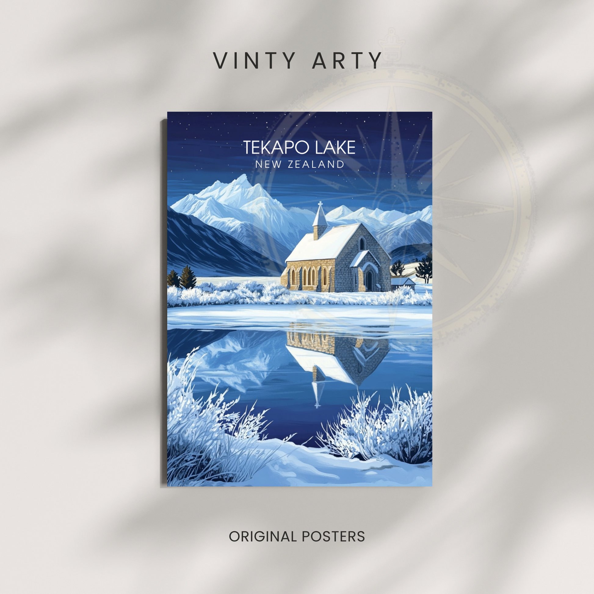 Affiche Lac Tekapo | Impression de voyage Nouvelle-Zélande | Affiche Lac
