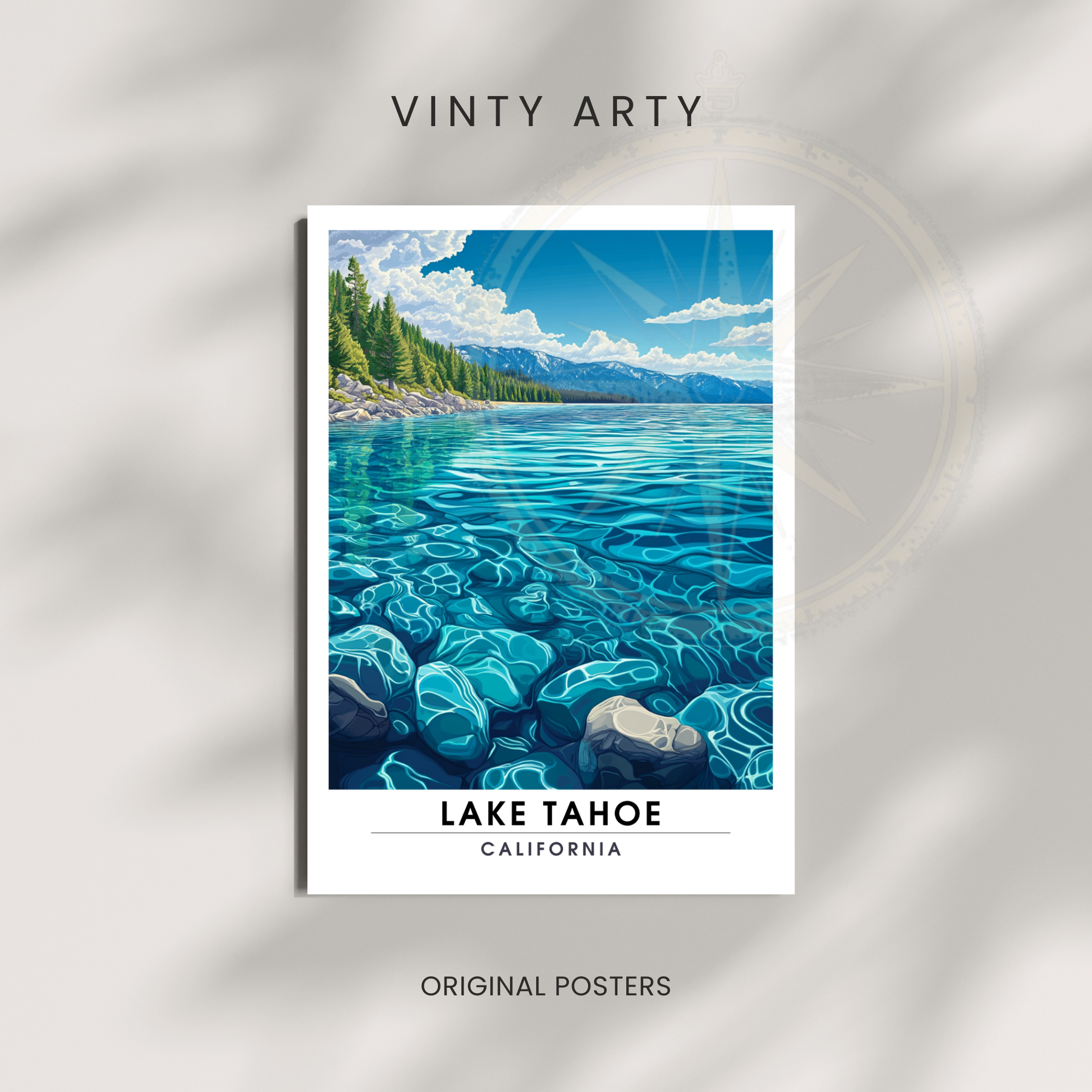 Affiche Lac Tahoe Californie | Impression de voyage États-Unis | Affiche Lac