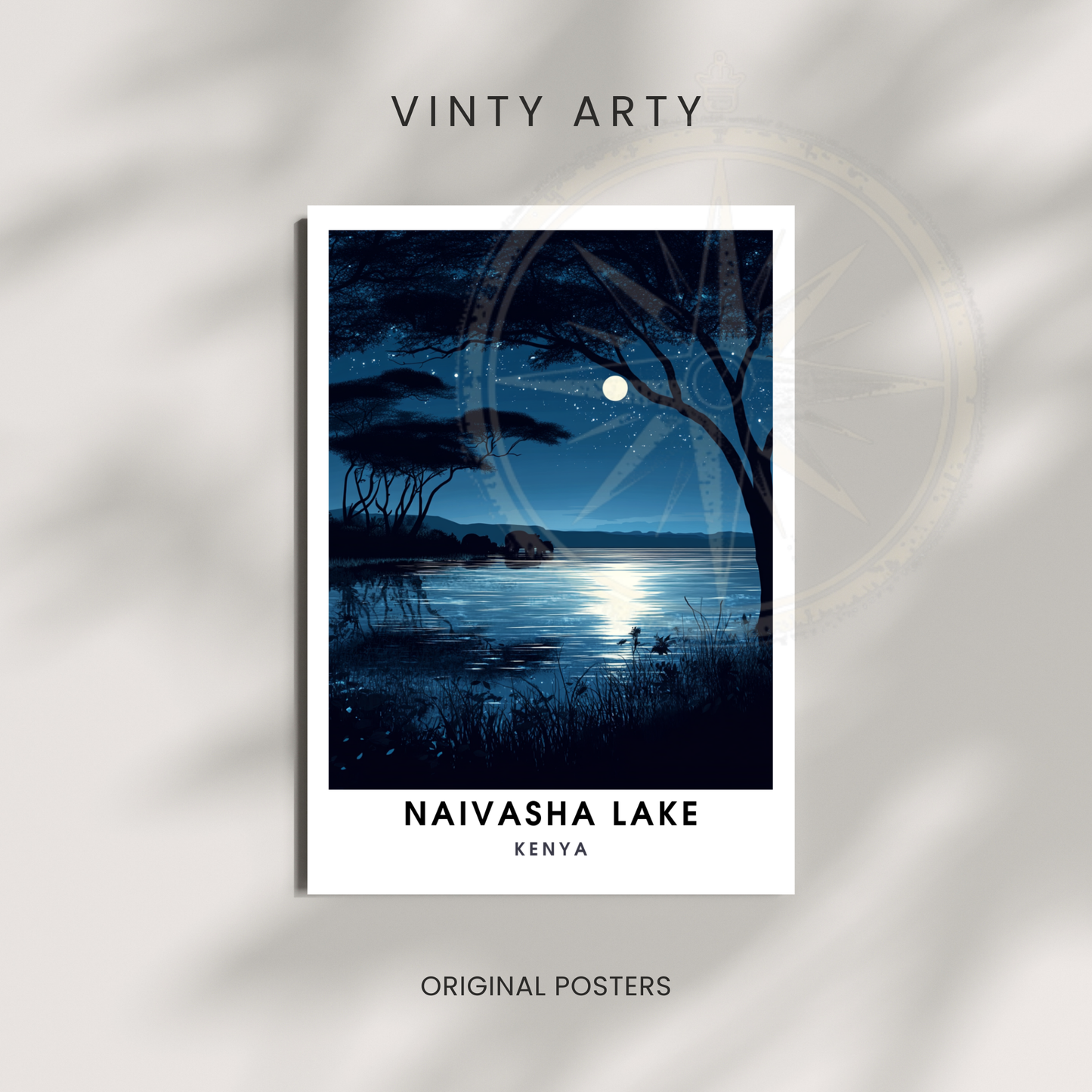 Affiche Lac Naivasha | Poster voyage Kenya | Affiche Lac