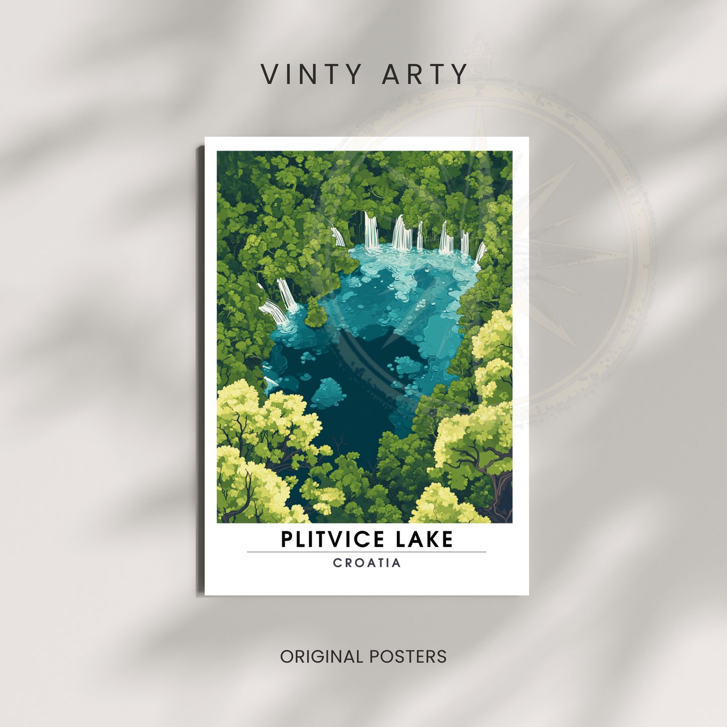 Affiche Lac de Plitvice | Poster de voyage Croatie | Affiche Lac