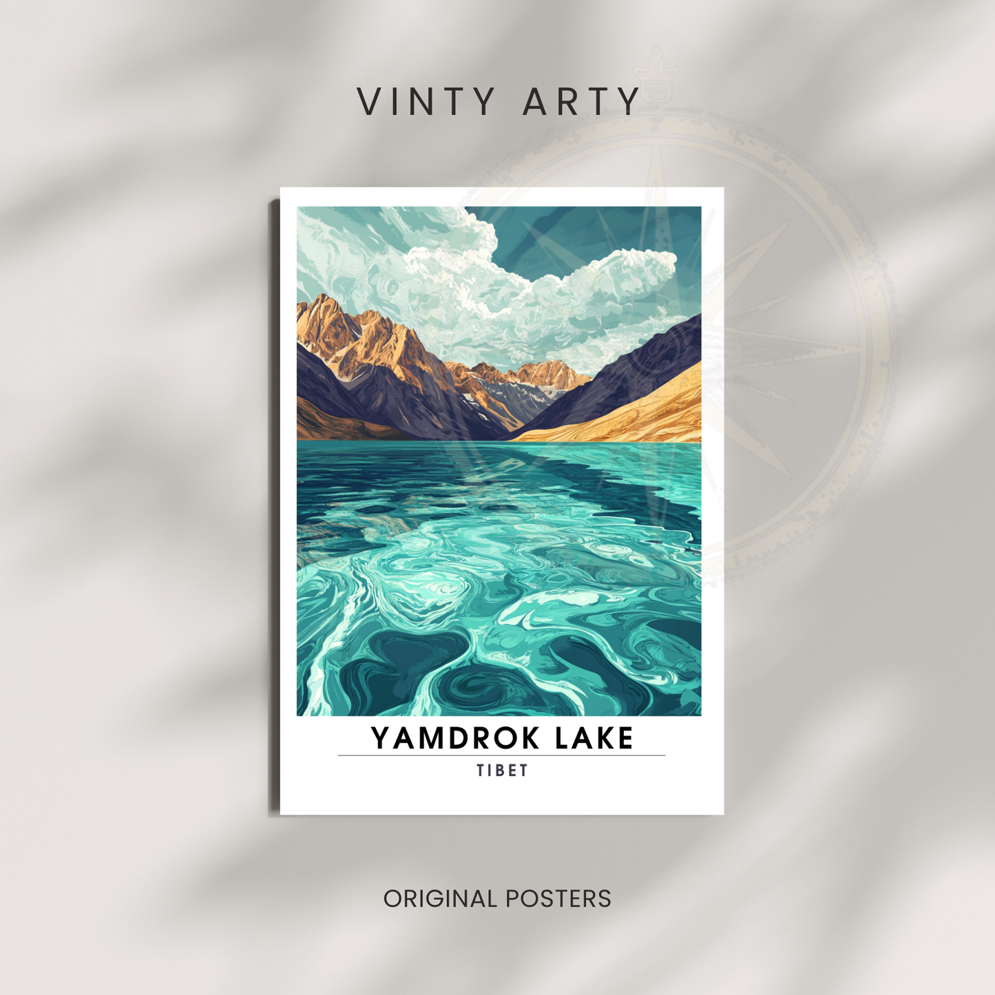 Affiche Lac Yamdrok | Poster de voyage Tibet | Affiche Lac