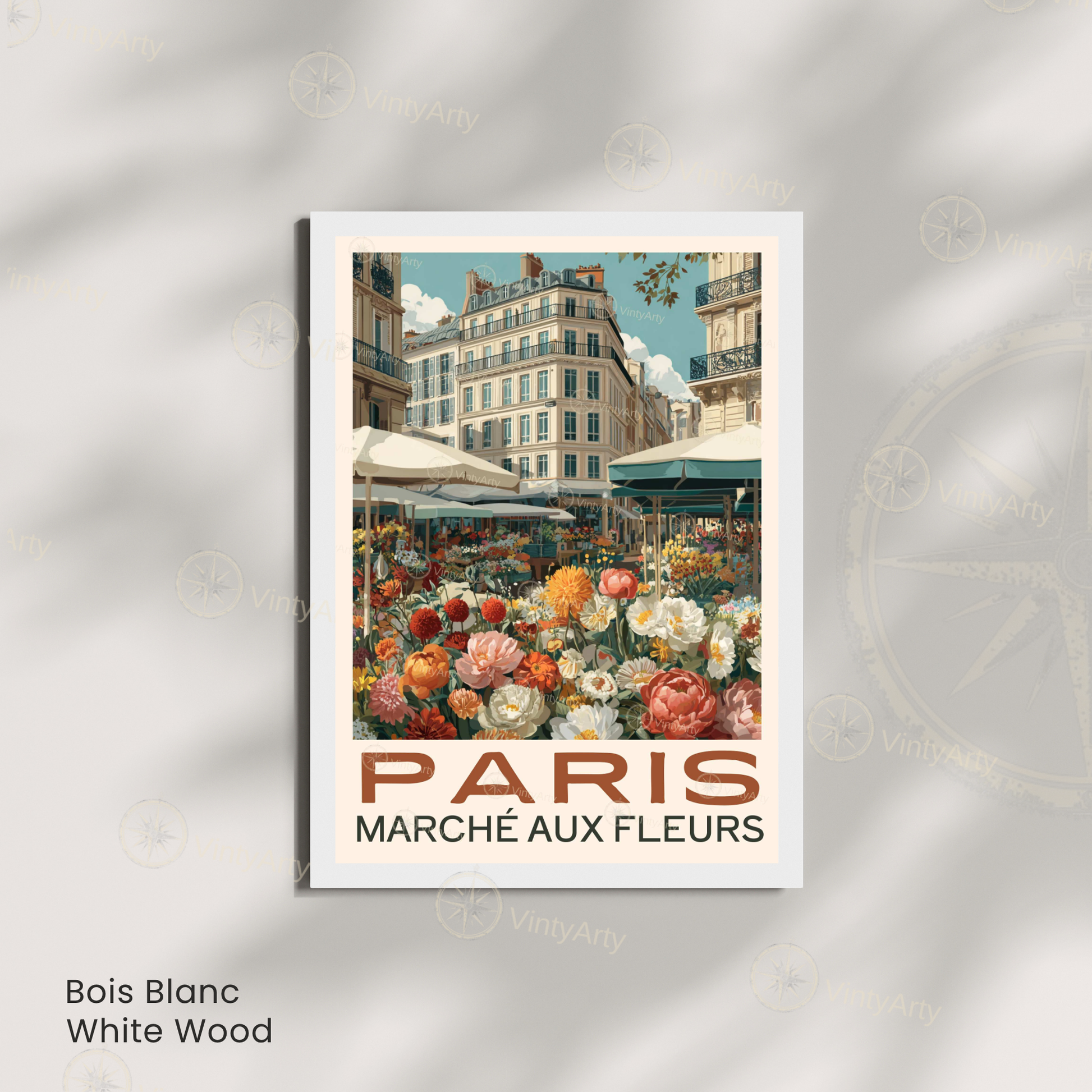 Affiche Paris | Poster déco France | Affiche Marché aux fleurs