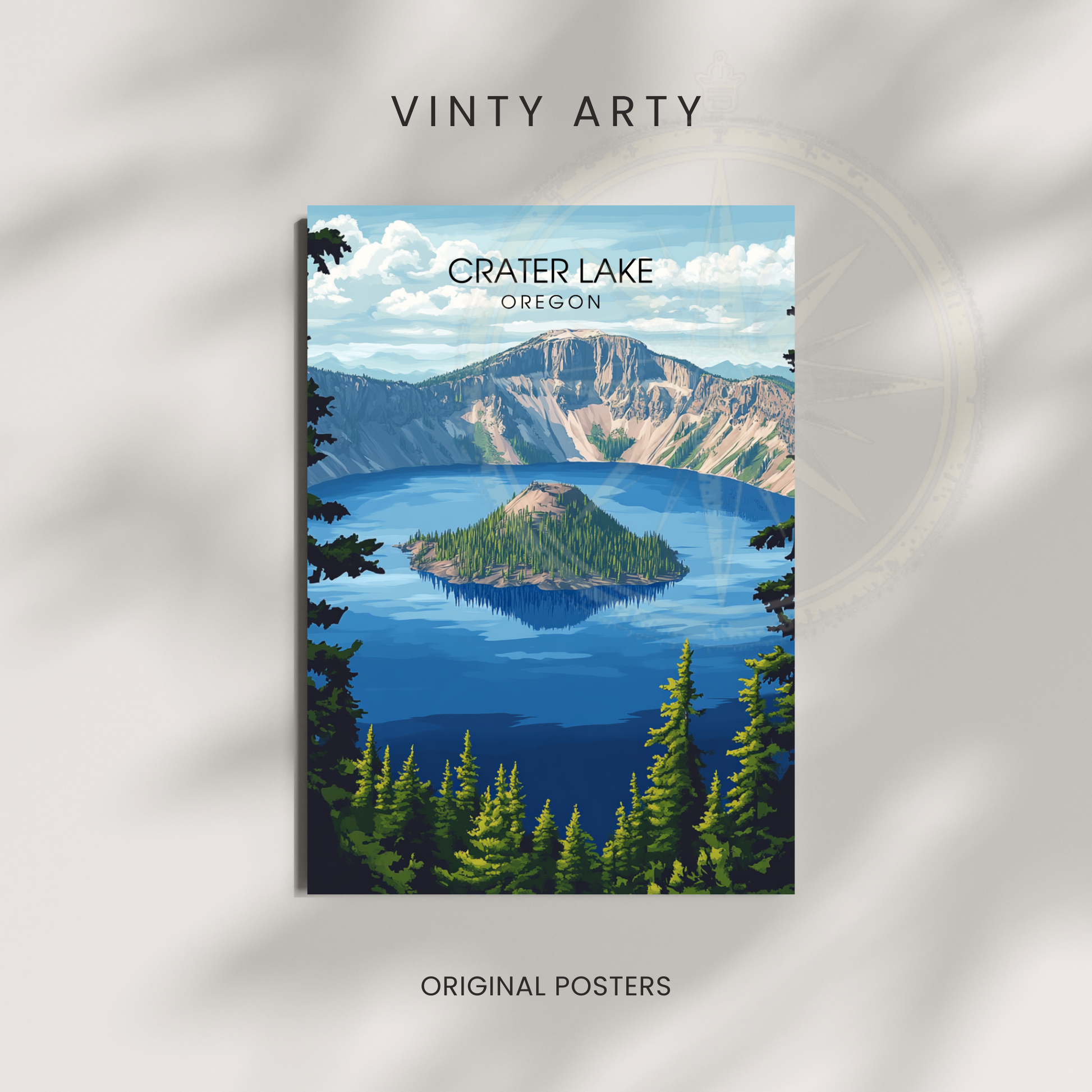 Affiche Lac Crater Oregon | Poster de voyage États-Unis | Affiche Lac