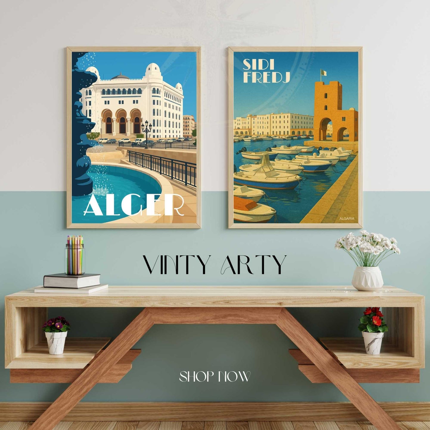 Affiche Alger | impression Alger | Sidi Fredj | Affiche de voyage Algérie