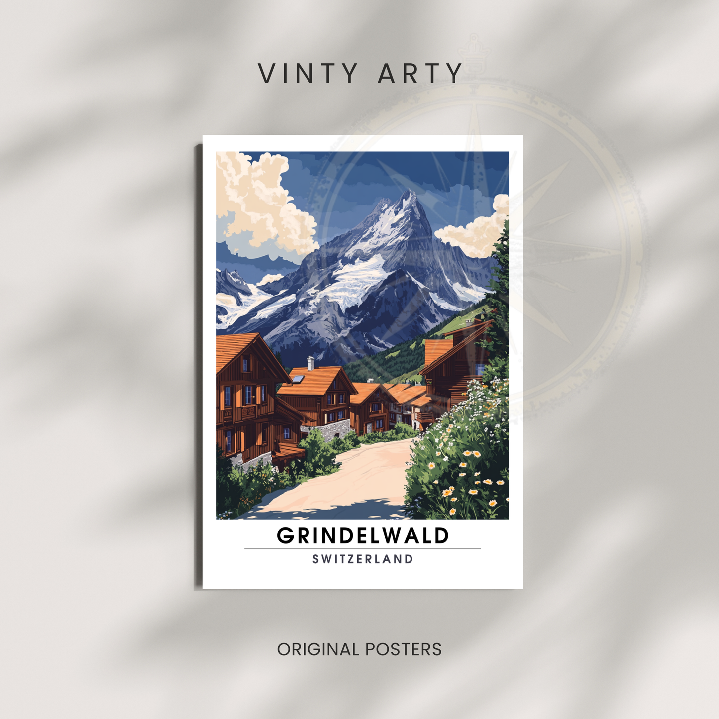Affiche Grindelwald | Impression de voyage Suisse | Affiche Suisse
