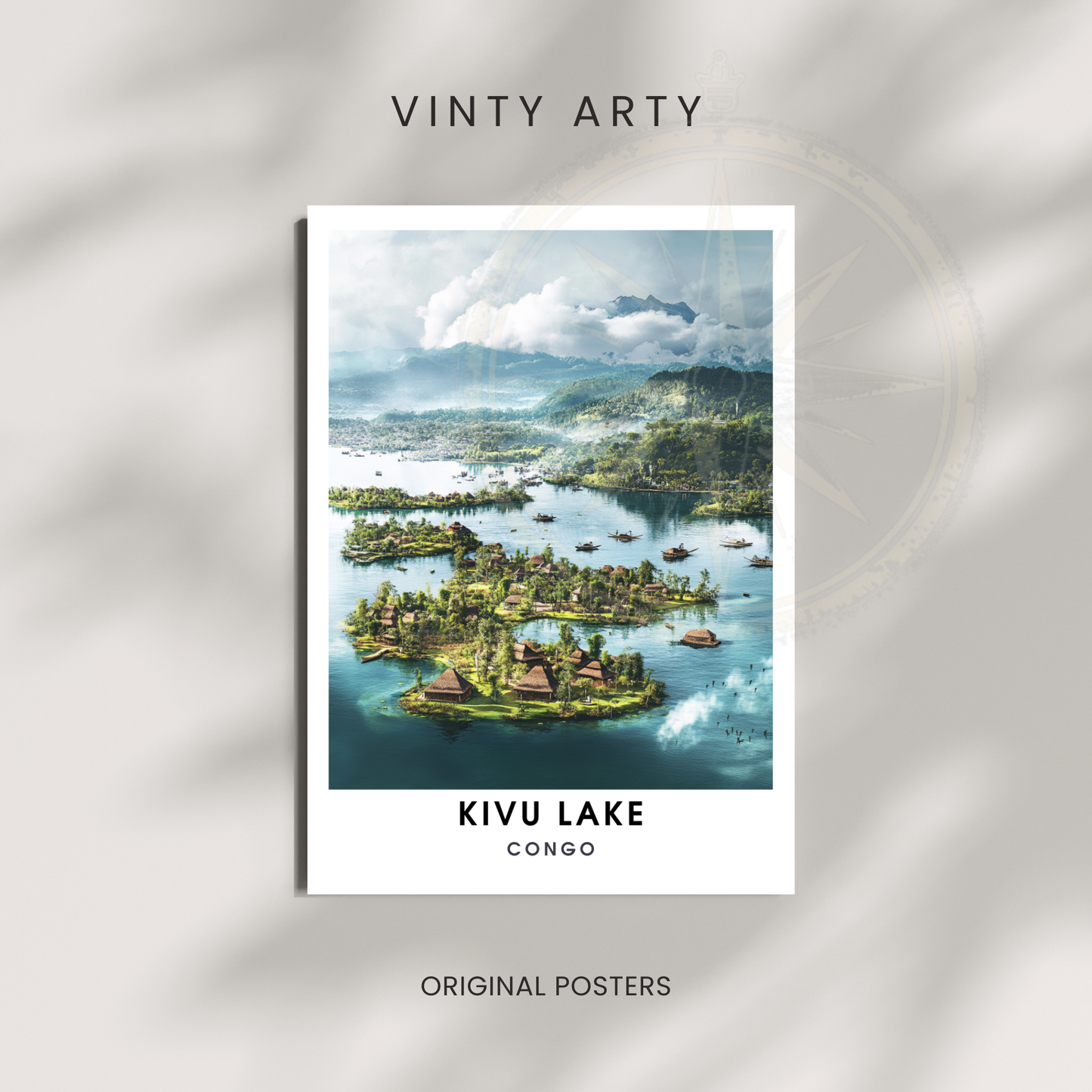 Affiche Kivu Lac | Impression de voyage Congo | Affiche Lac
