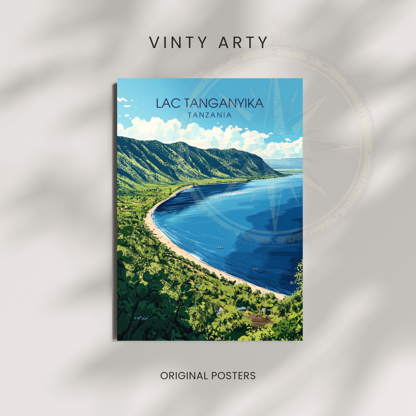 Affiche Lac Tanganyika | Impression de voyage Tanzanie | Affiche Lac