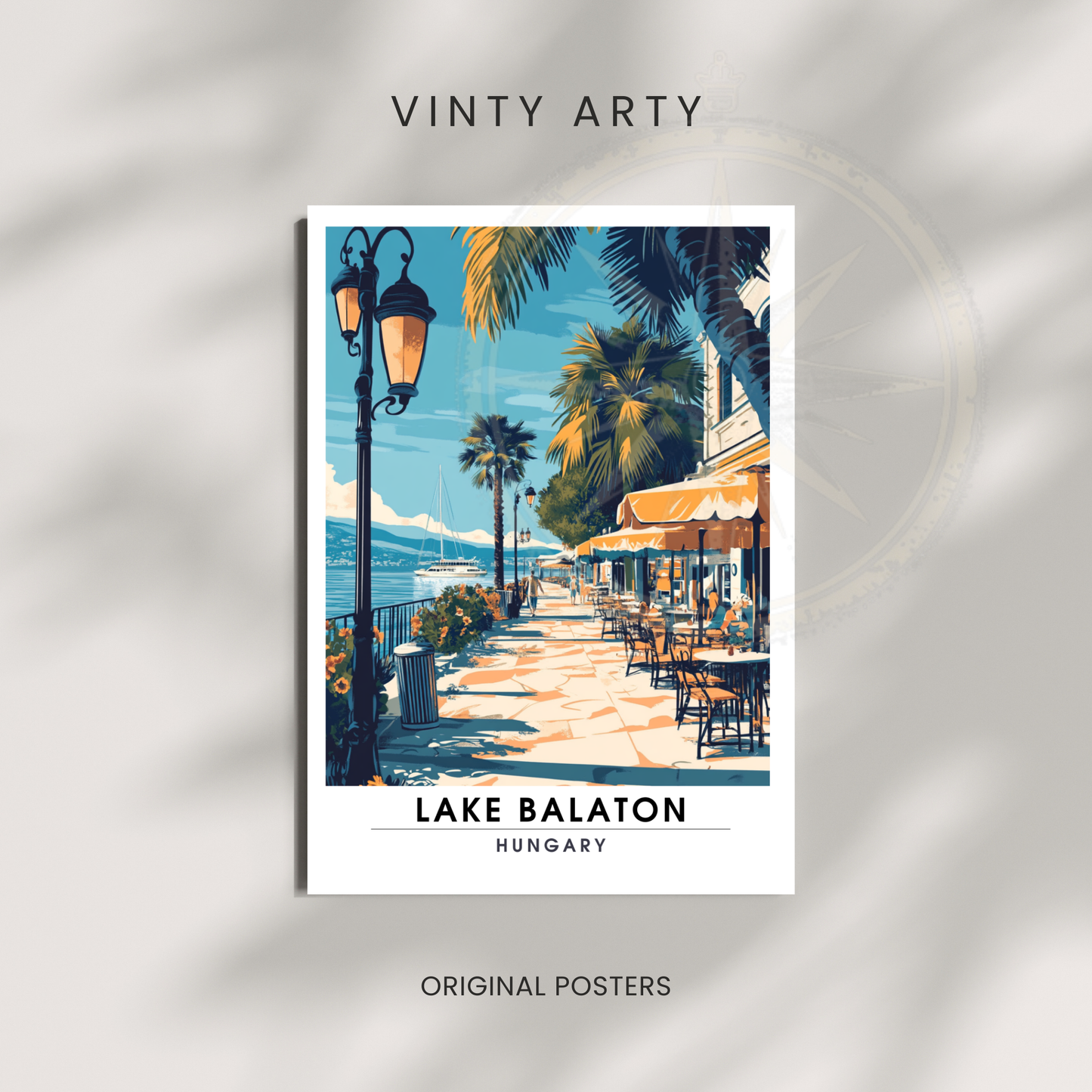 Affiche lac Balaton | Poster Hongrie | Affiche Lac