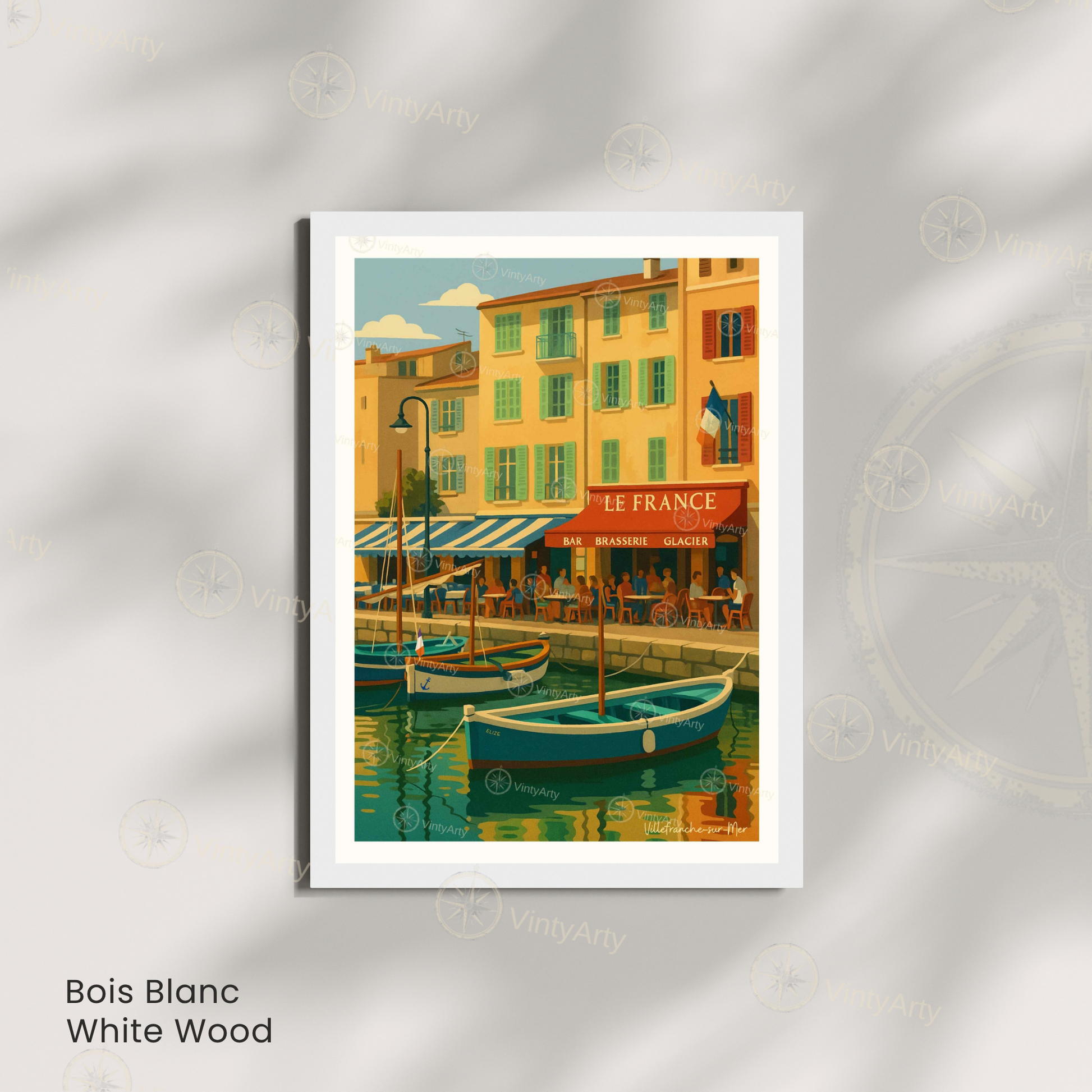 Affiche Villefranche-sur-Mer | Cadre mural France | Affiche Côte d'Azur