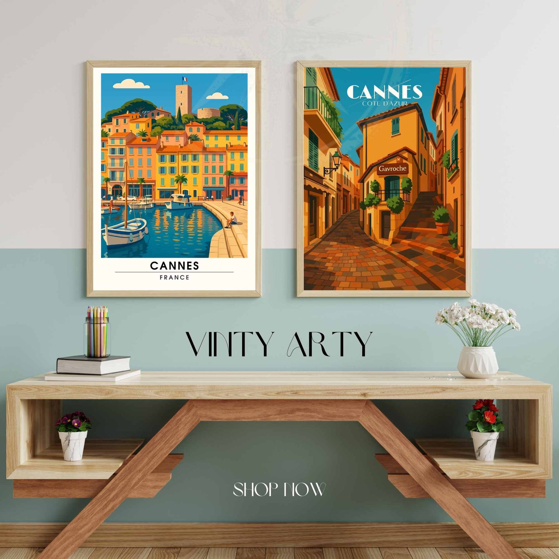 Affiche Cannes | Impression Cannes | Affiche de voyage France | Port de Cannes