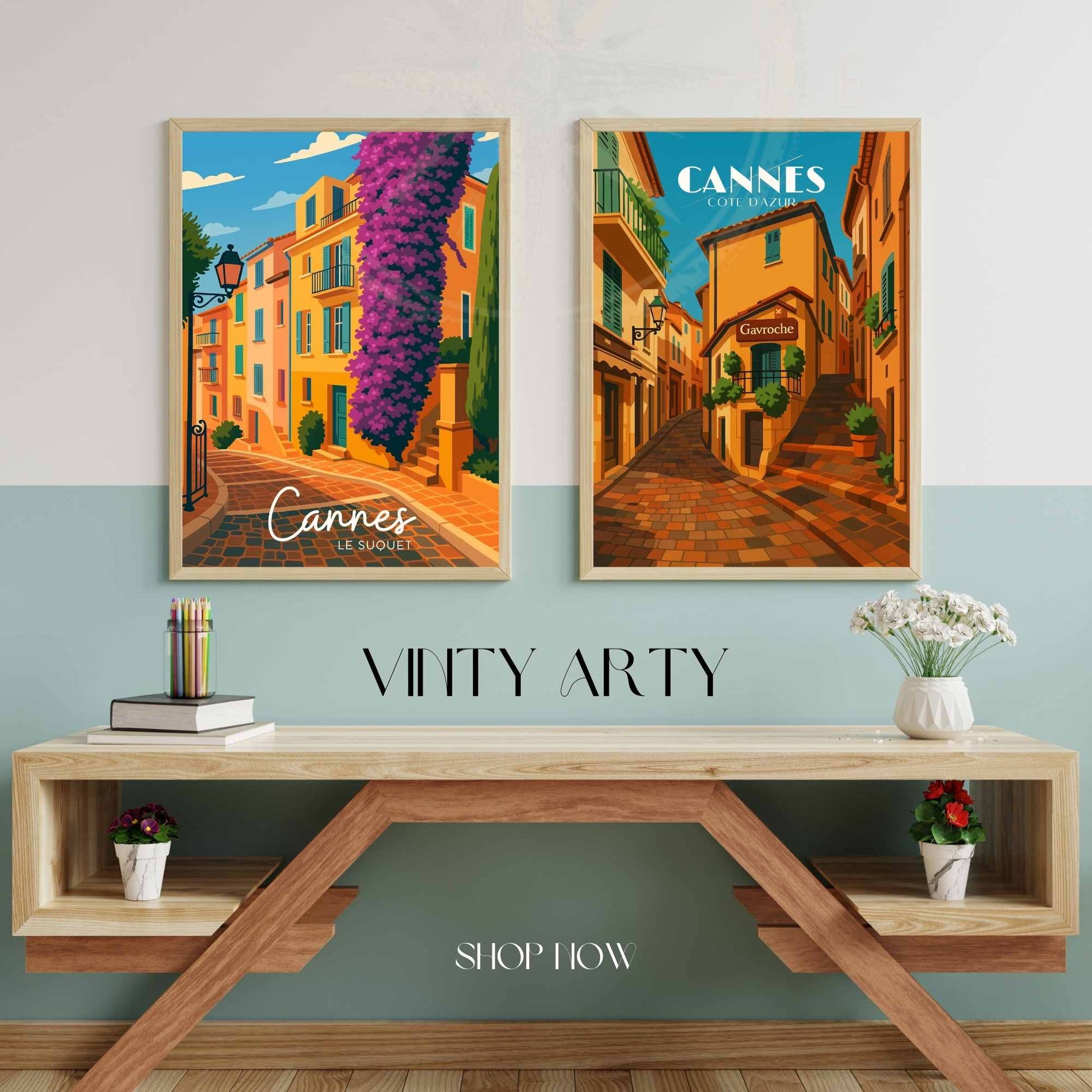 Affiche Cannes | Impression de voyage Cannes | Affiche France  | Le Le Suquet