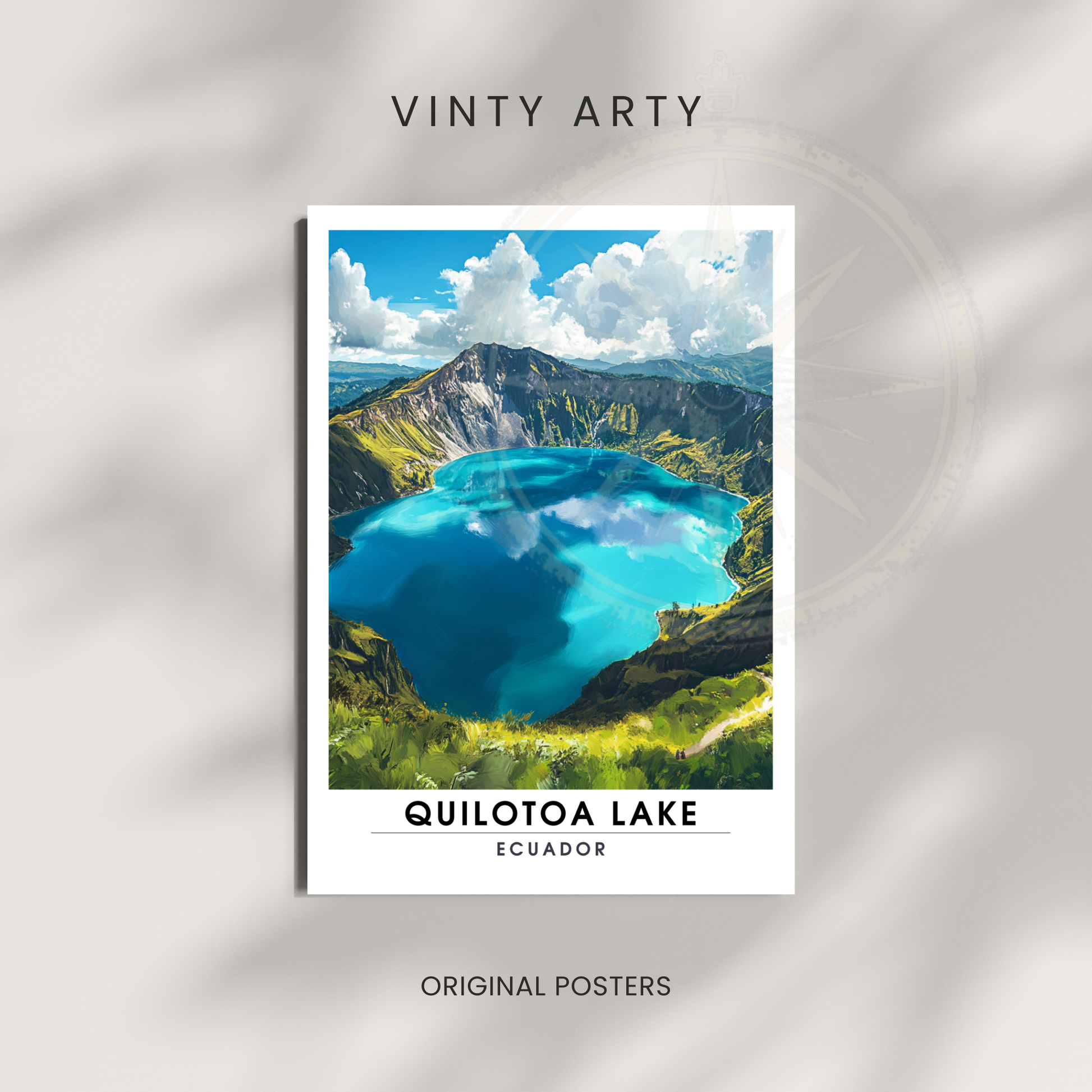 Affiche Lac Quilotoa | Impression de voyage Équateur | Affiche Lac