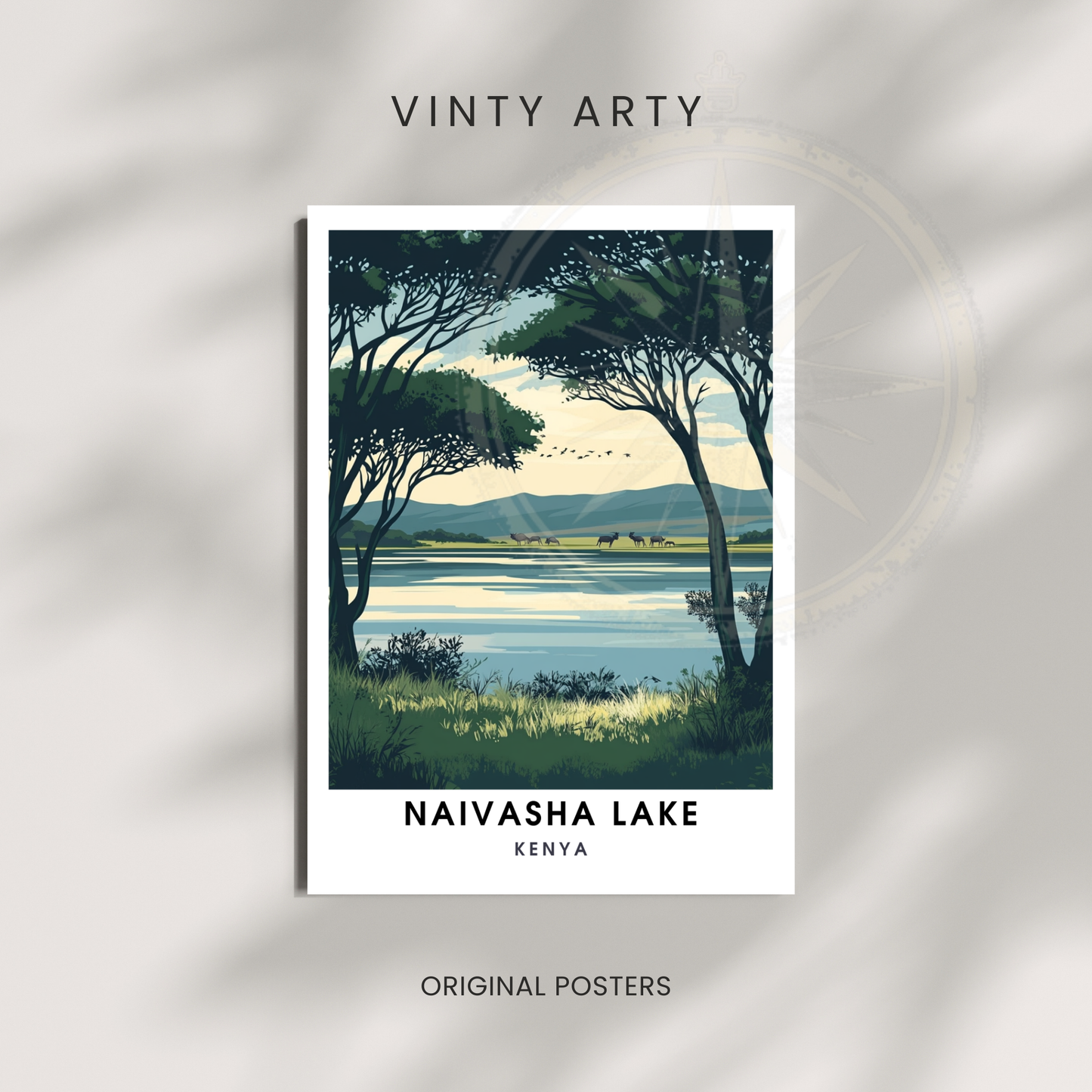 Affiche Lac Naivasha | Impression Kenya | Affiche Lac