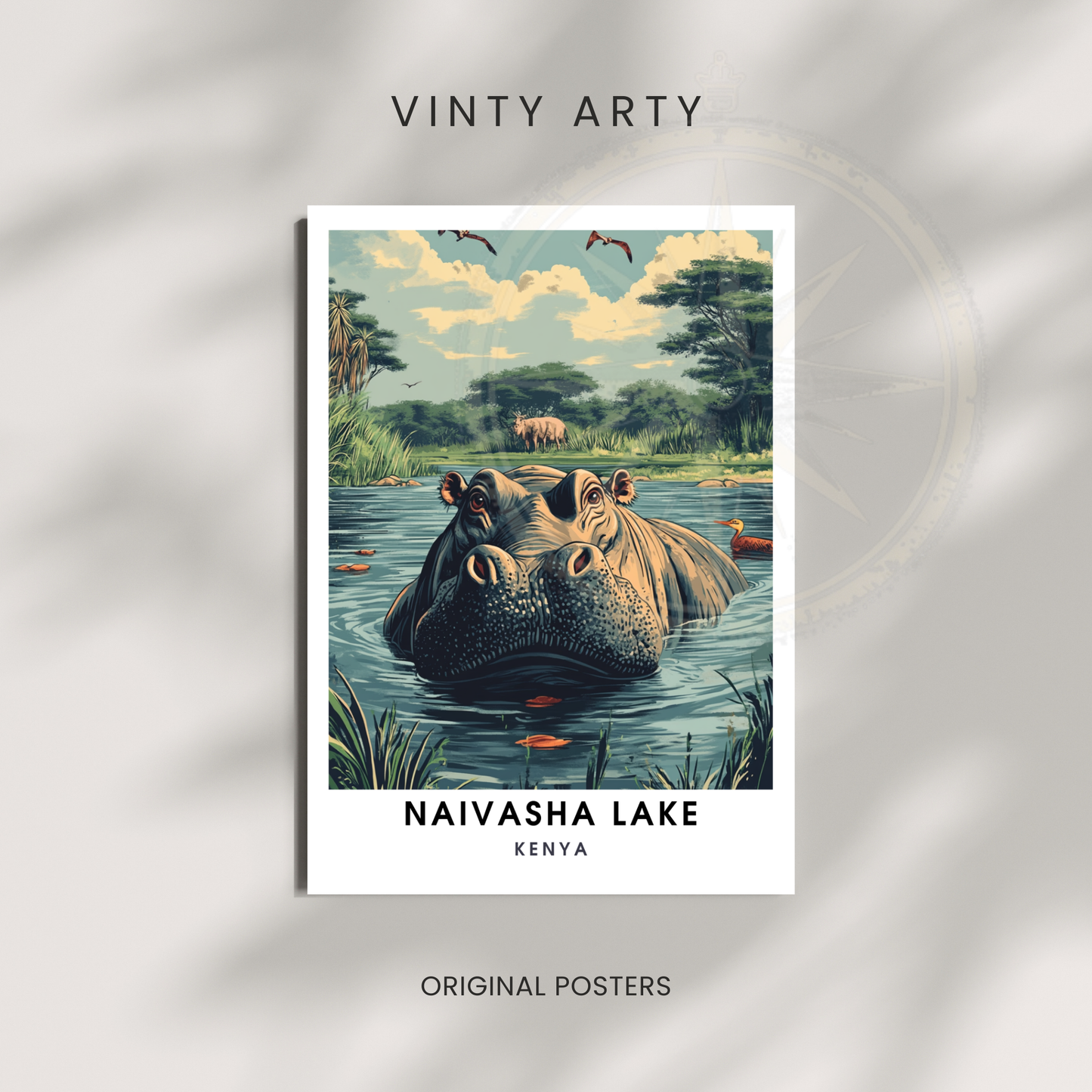 Affiche Lac Naivasha | Poster Kenya | Affiche Lac