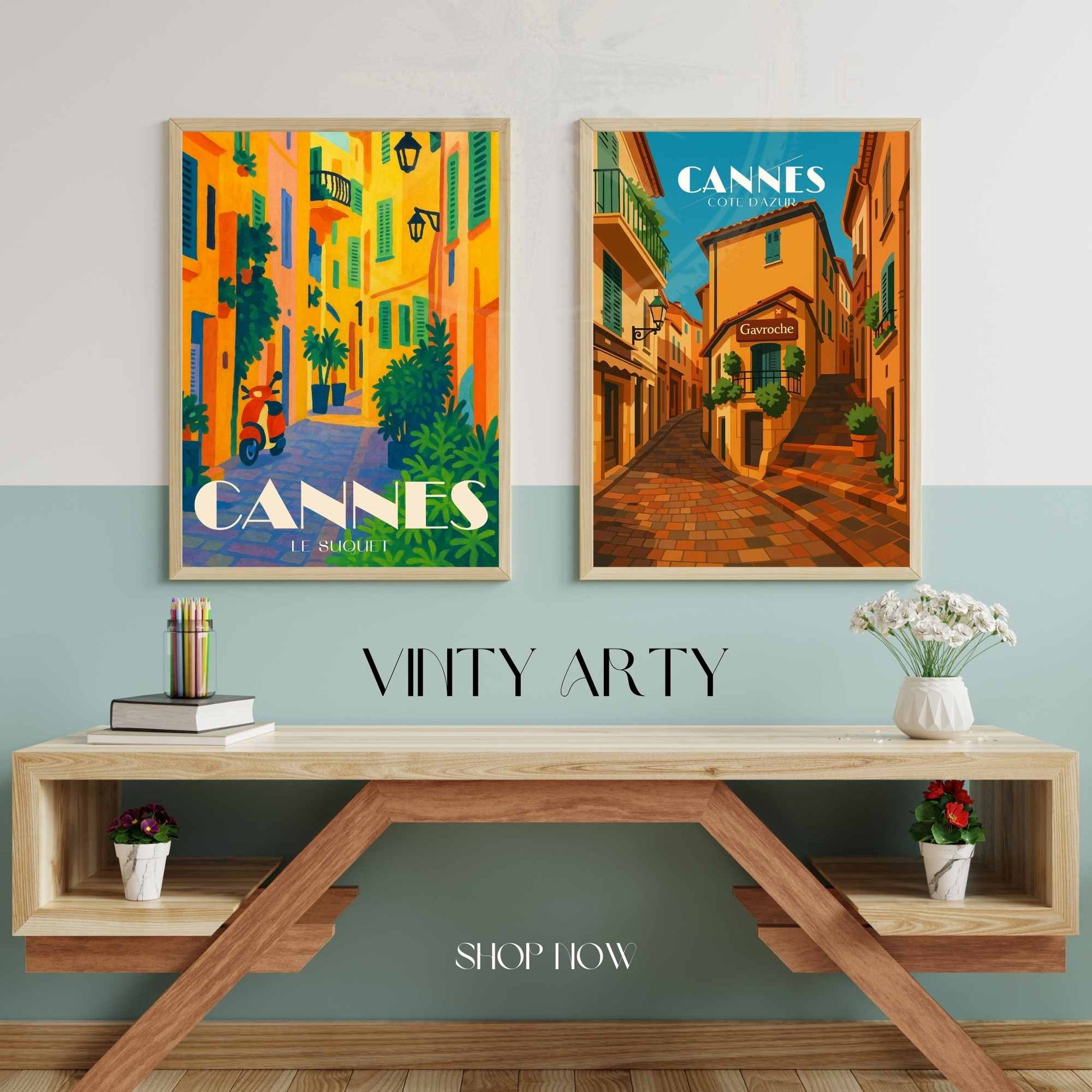 Affiche Cannes | Impression de voyage Cannes | Affiche France  | Affiche Le Suquet