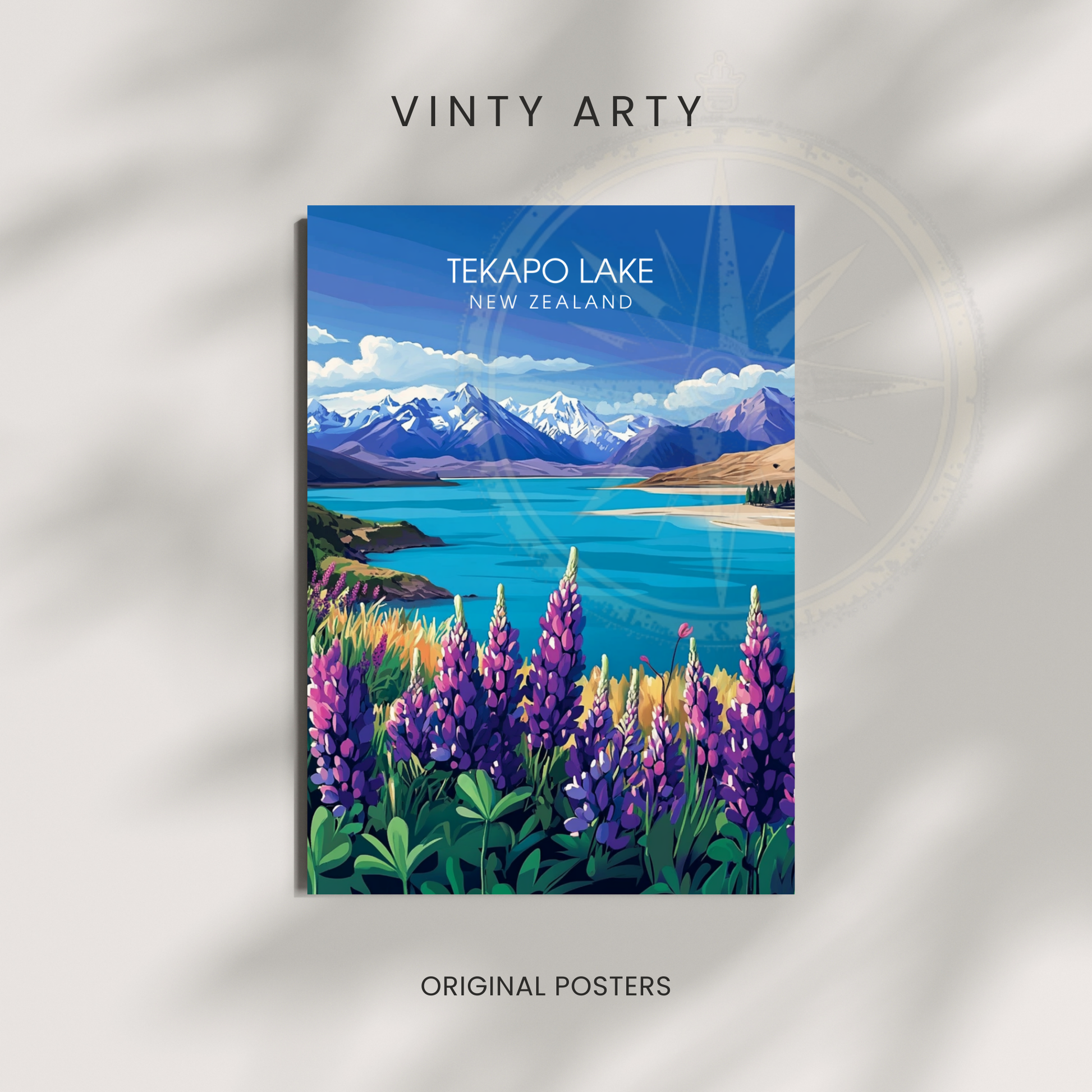 Affiche Lac Tekapo | Poster Nouvelle-Zélande | Affiche Lac