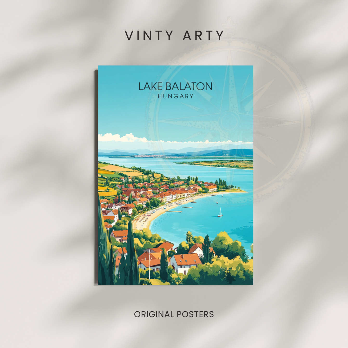 Affiche lac Balaton | Impression de voyage Hongrie | Affiche Lac