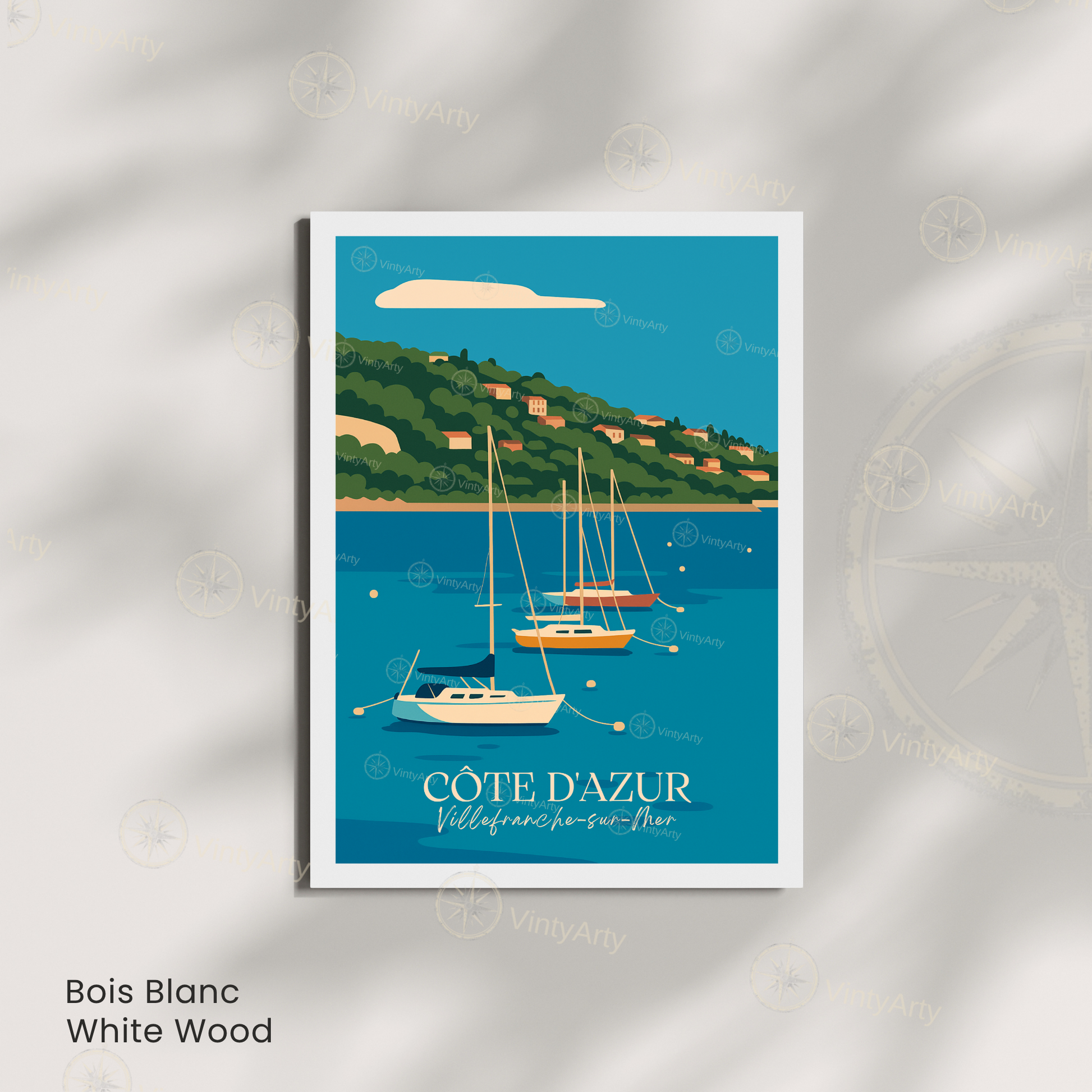 Affiche Villefranche-sur-Mer | Impression décoratif France | Affiche Côte d'Azur