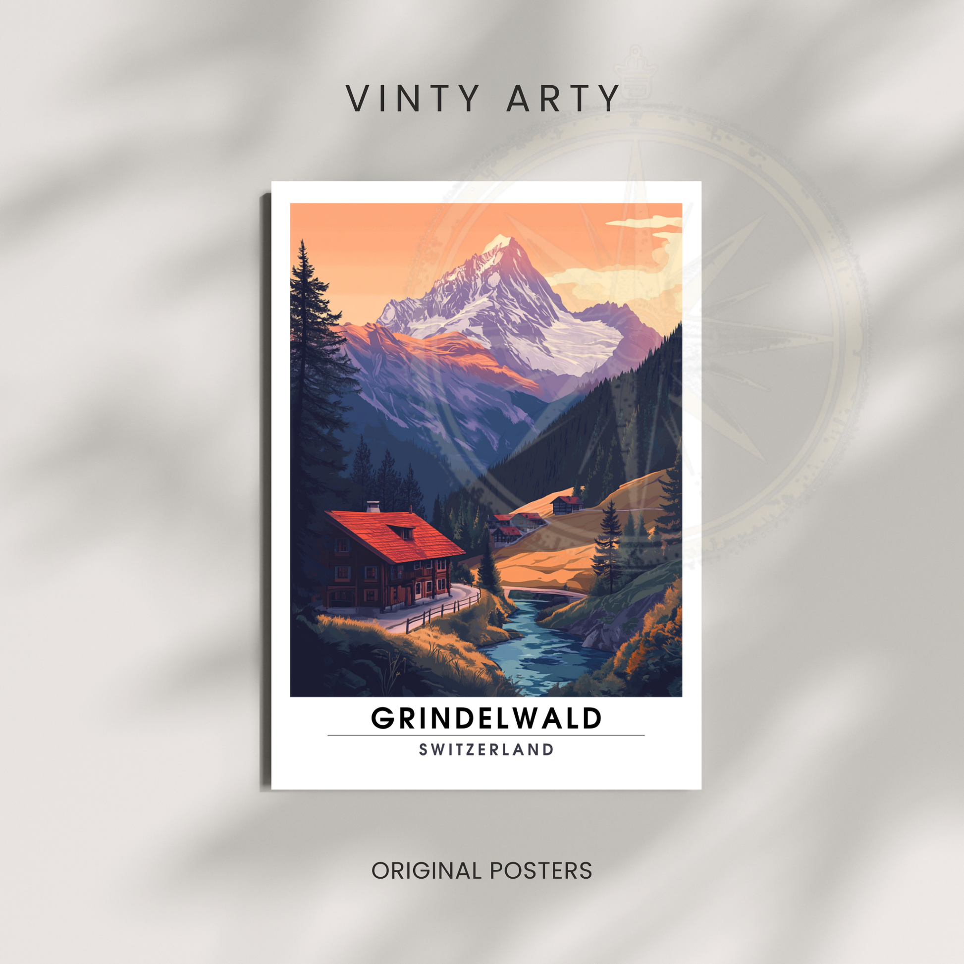 Affiche Grindelwald | Poster de voyage Suisse | Affiche Suisse