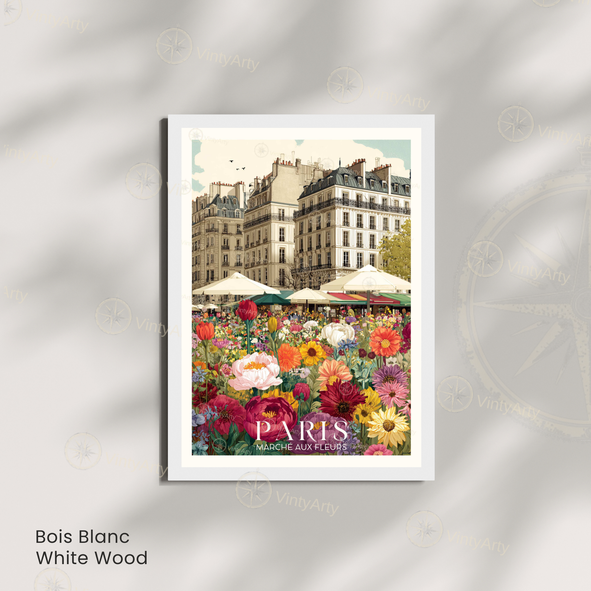 Affiche Paris | Impression de voyage France | Affiche Marché aux fleurs