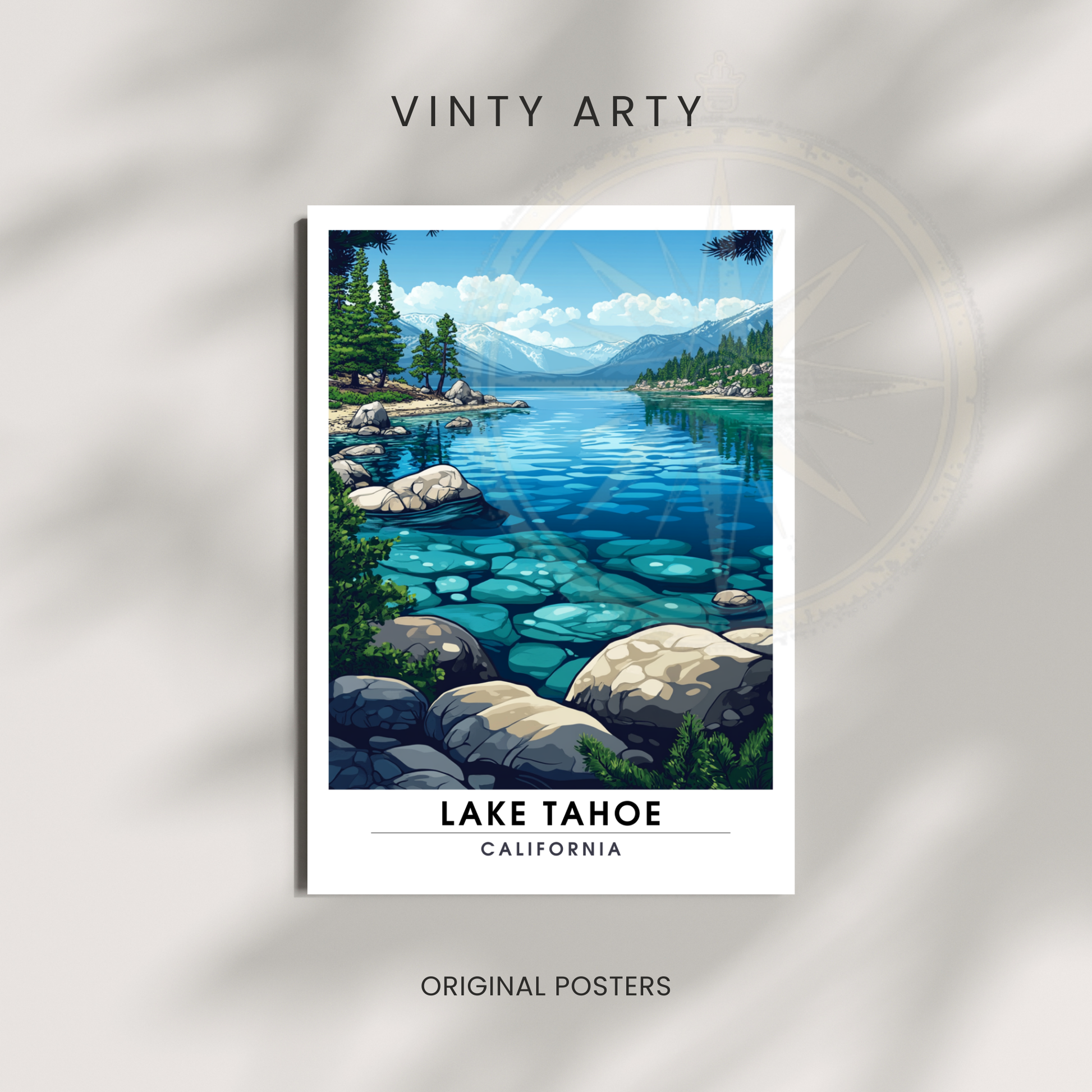 Affiche Lac Tahoe Californie | Impression États-Unis | Affiche Lac