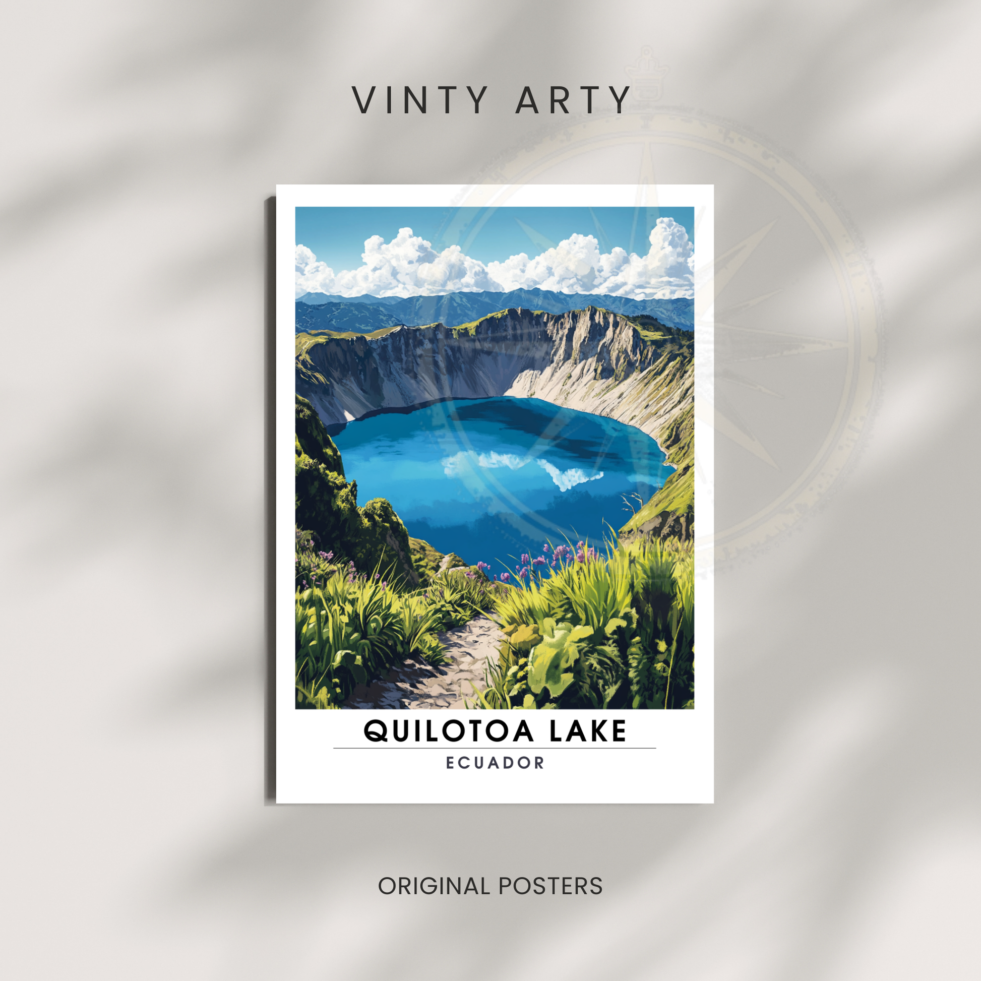 Affiche Lac Quilotoa | Poster de voyage Équateur | Affiche Lac