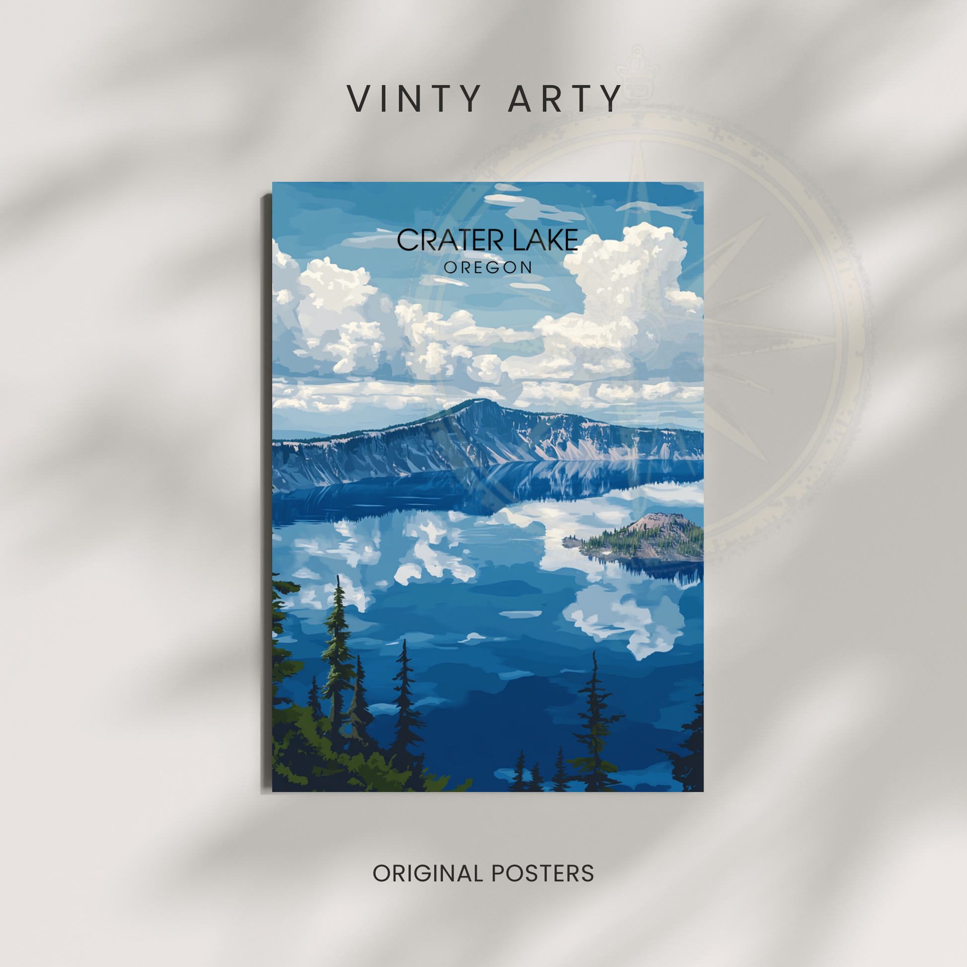 Affiche Lac Crater Oregon | Impression de voyage États-Unis | Affiche Lac