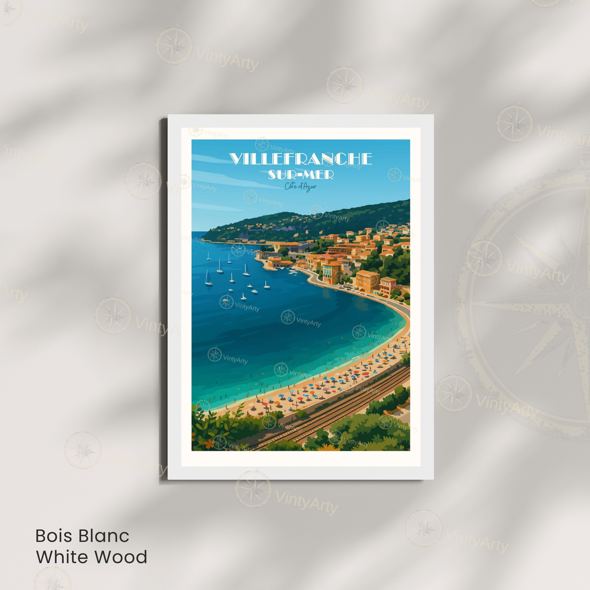 Affiche Villefranche-sur-Mer | Poster décoratif France | Affiche Côte d'Azur