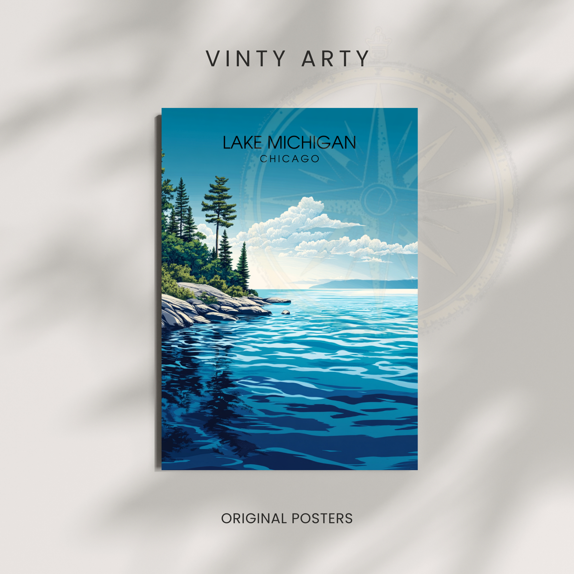 Affiche Lac Michigan Chicago | Impression États-Unis | Affiche Lac