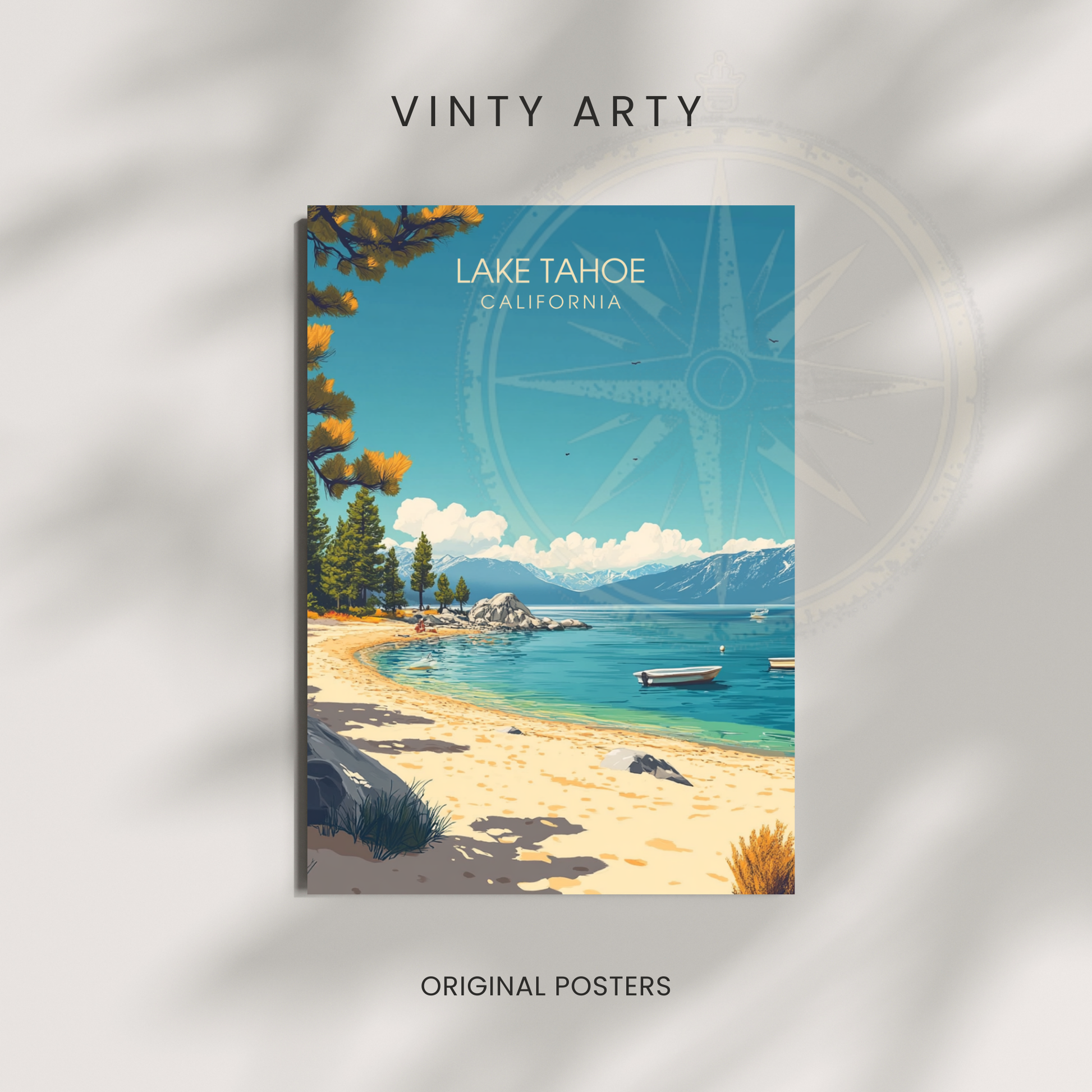 Affiche Lac Tahoe Californie | Poster de voyage États-Unis | Affiche Lac