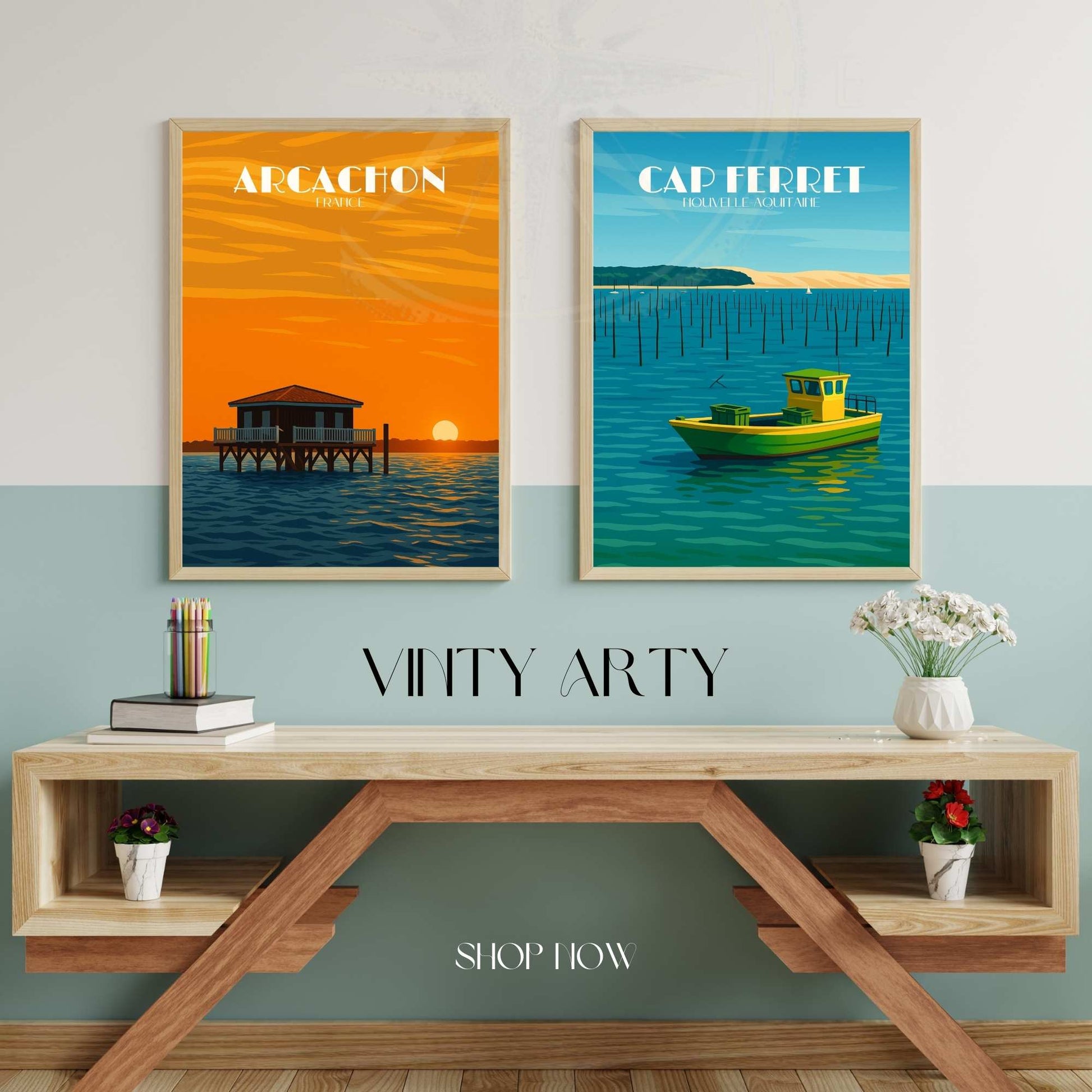 Affiche Arcachon | Impression Bassin d'Arcachon | Affiche de voyage France