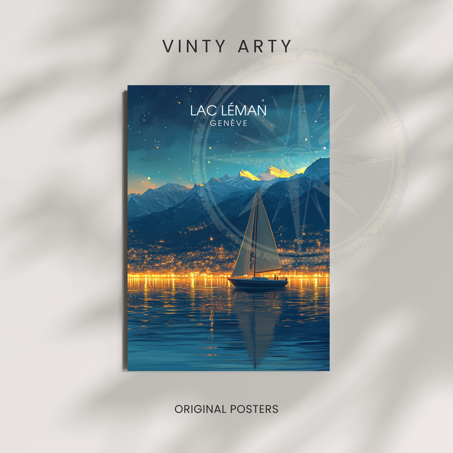 Affiche lac léman | Impression de voyage Suisse | Affiche Suisse