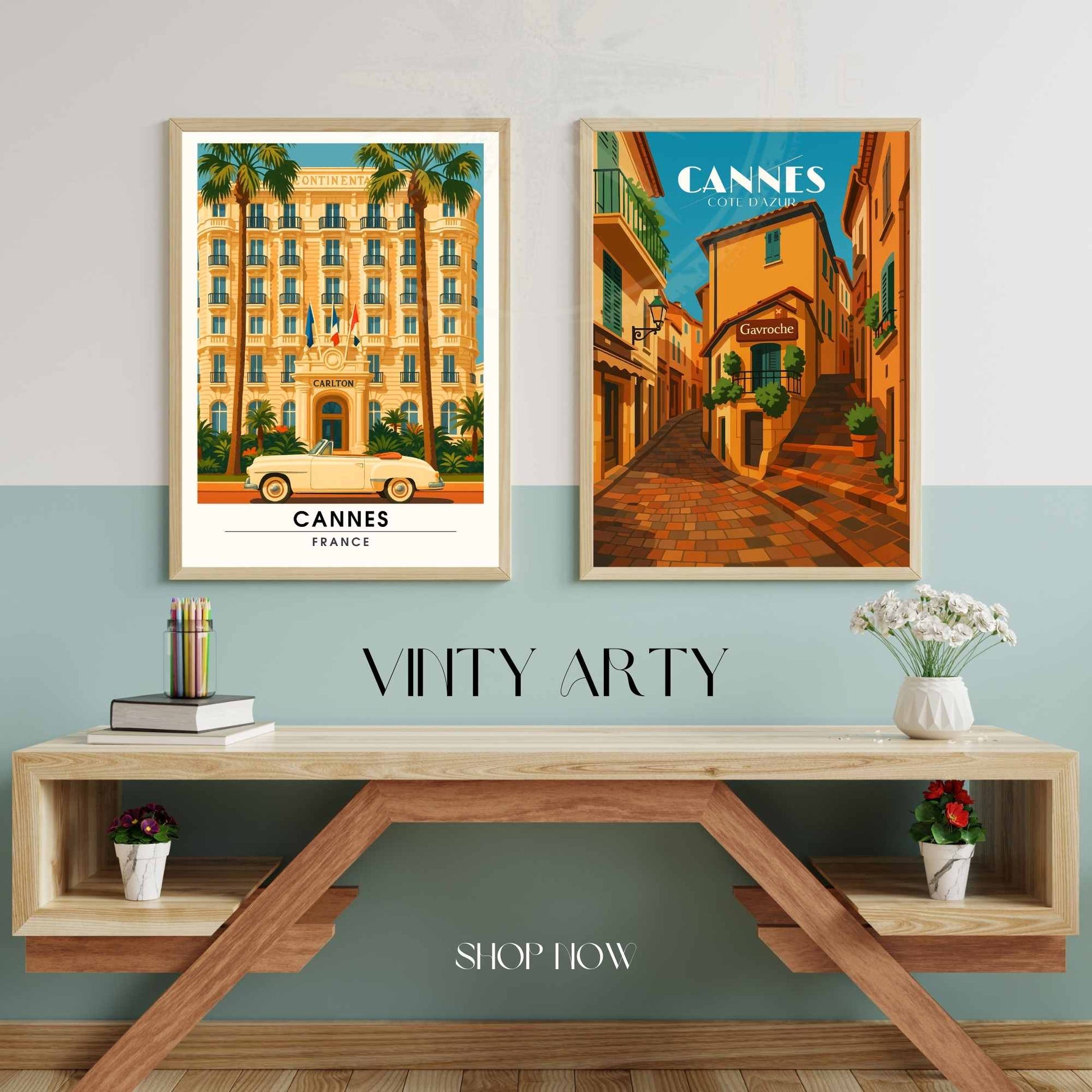 Affiche Cannes | Impression Cannes | Affiche de voyage France  | Affiche Vintage