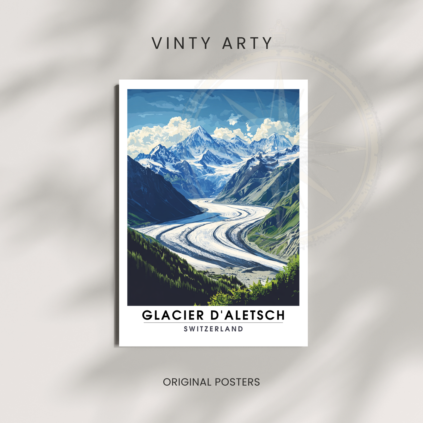 Affiche Glacier d'Aletsch | Poster de voyage Suisse | Affiche Suisse