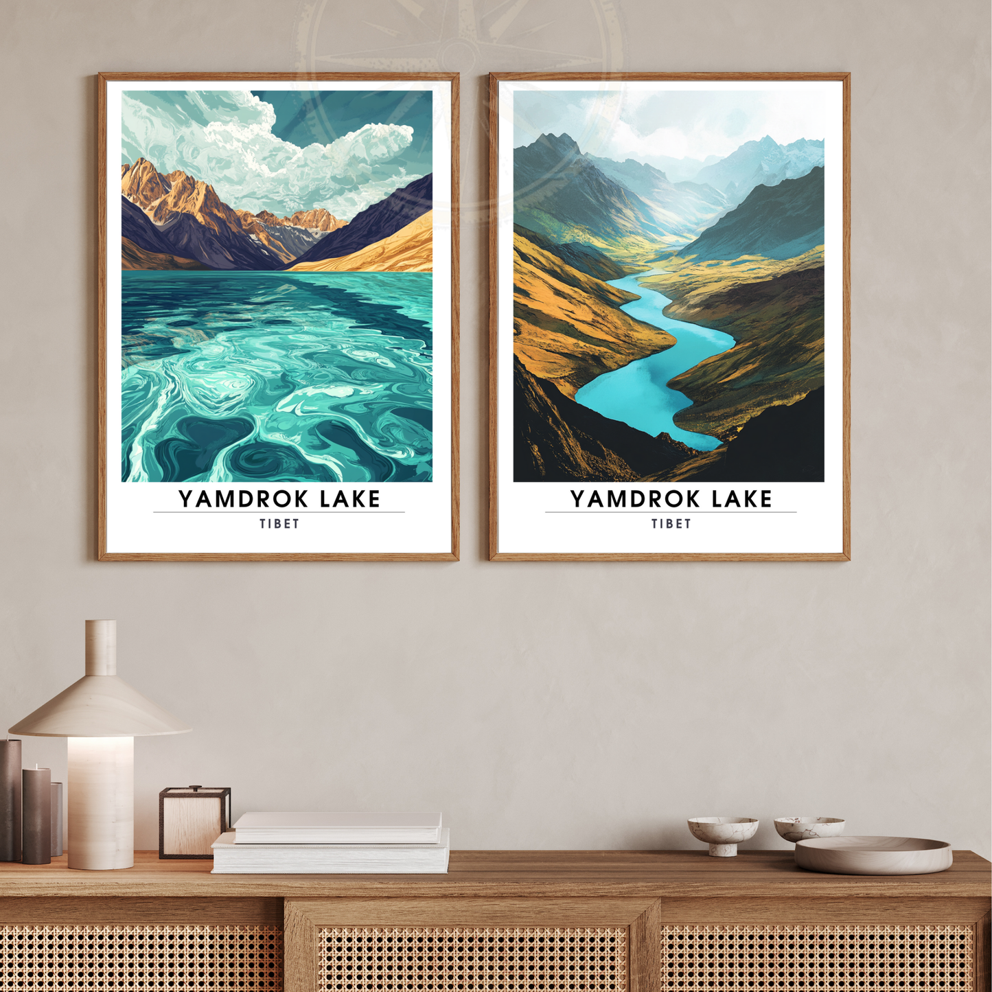 Affiche Lac Yamdrok | Impression de voyage Tibet | Affiche Lac