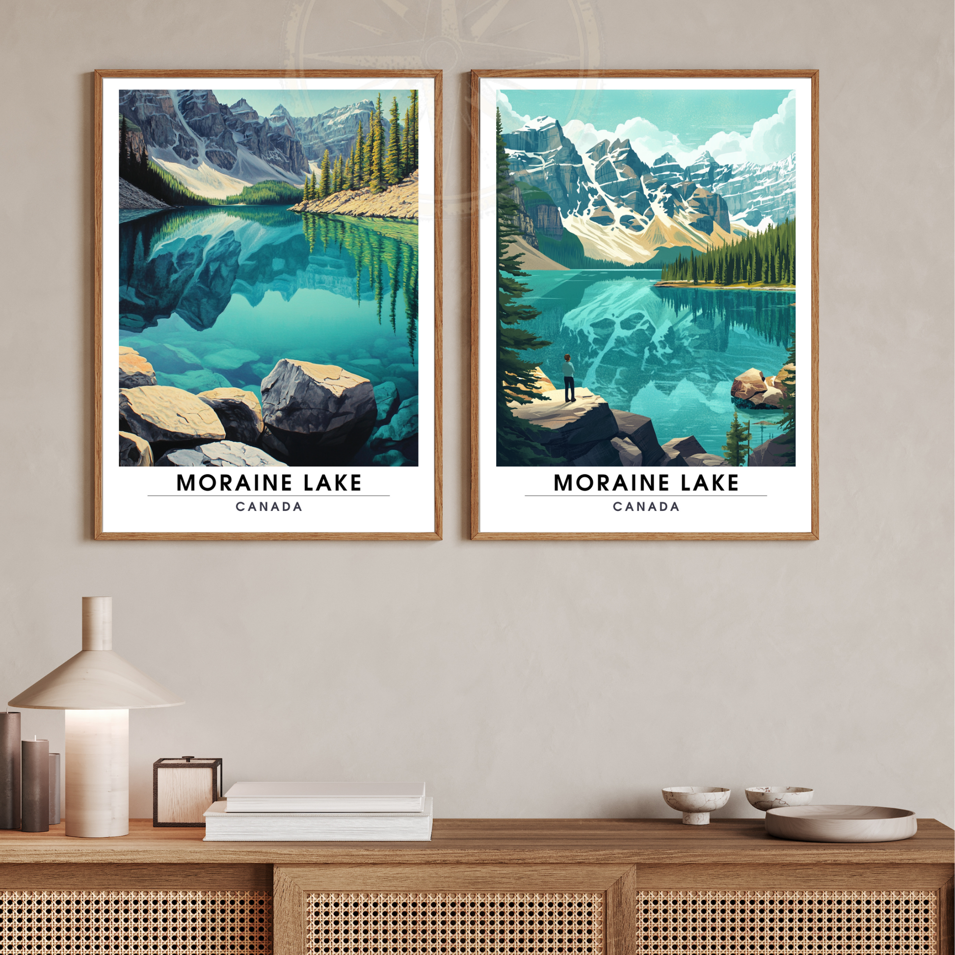 Affiche Lac Moraine | Poster de voyage Canada | Affiche Lac