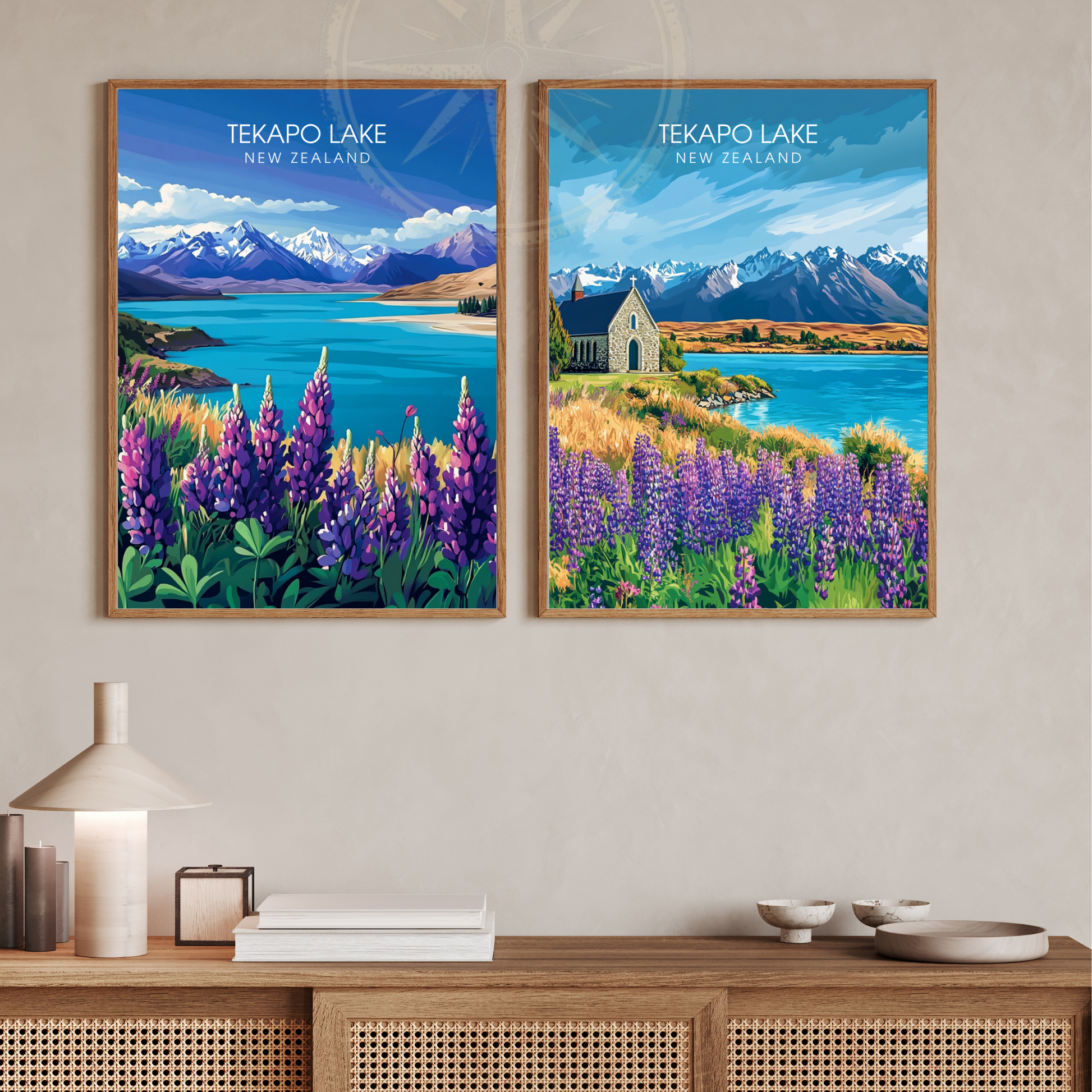 Affiche Lac Tekapo | Poster Nouvelle-Zélande | Affiche Lac
