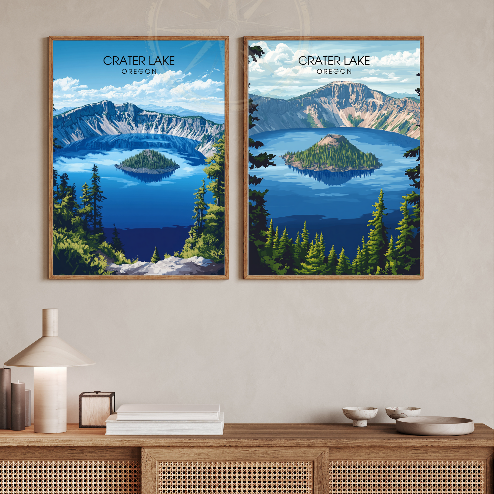 Affiche Lac Crater Oregon | Poster de voyage États-Unis | Affiche Lac
