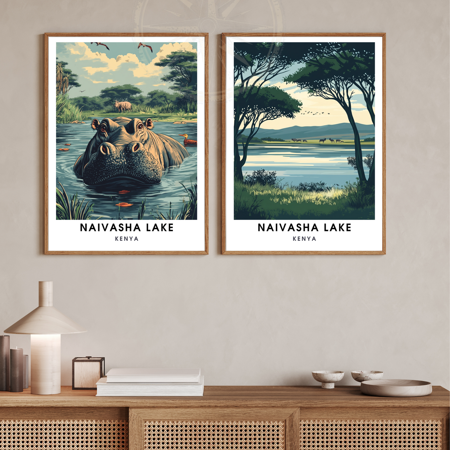 Affiche Lac Naivasha | Poster Kenya | Affiche Lac